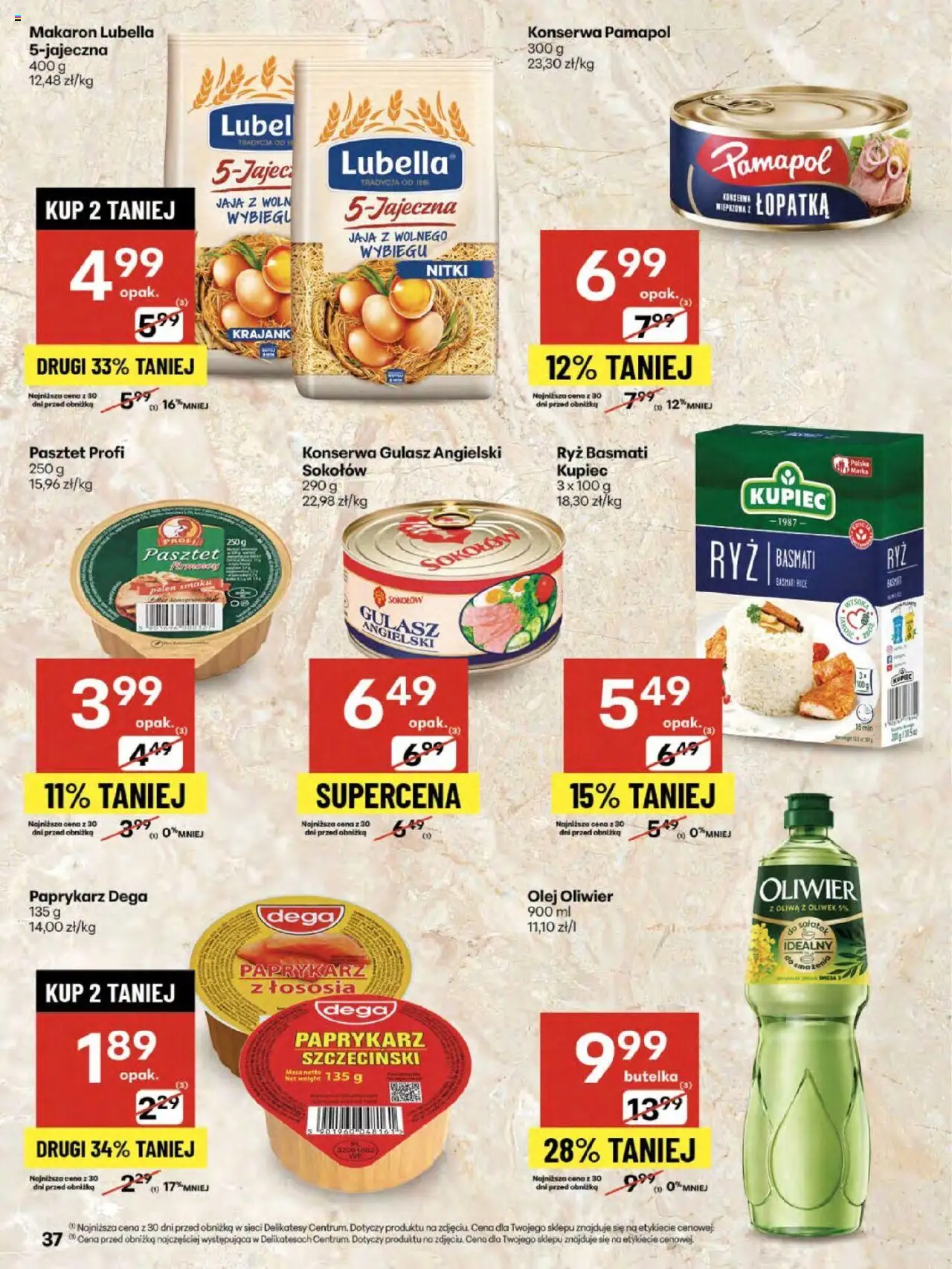 Delikatesy Centrum Gazetka - Sklepy Własne od 07.08.2025 | Strona: 37 | Produkty: Oliwa z oliwek, Ryż, Makaron, Gulasz