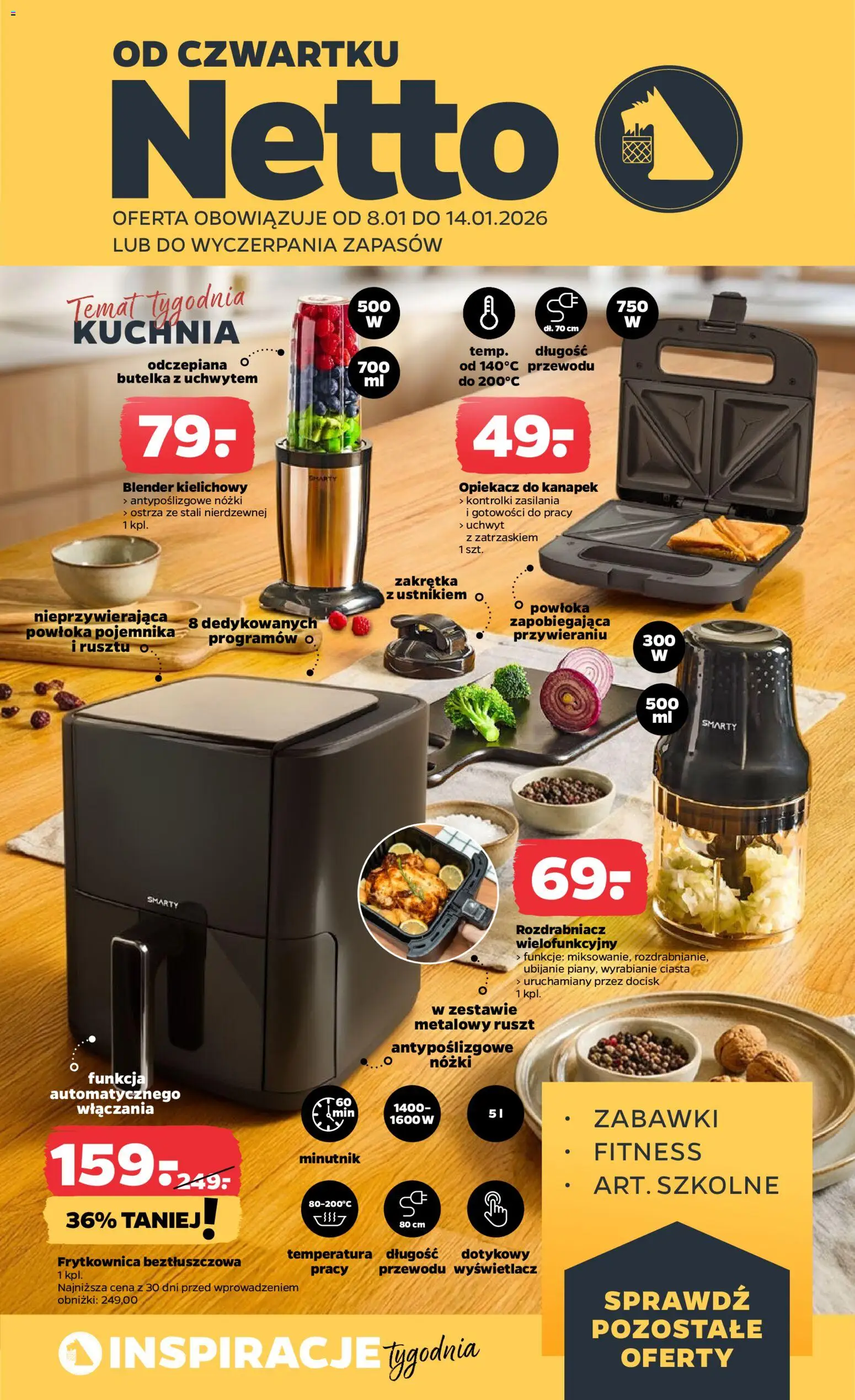 Netto gazetka - Non Food od 08.01.2026 | Strona: 1 | Produkty: Opiekacz, Opiekacz do kanapek, Ruszt, Blender kielichowy