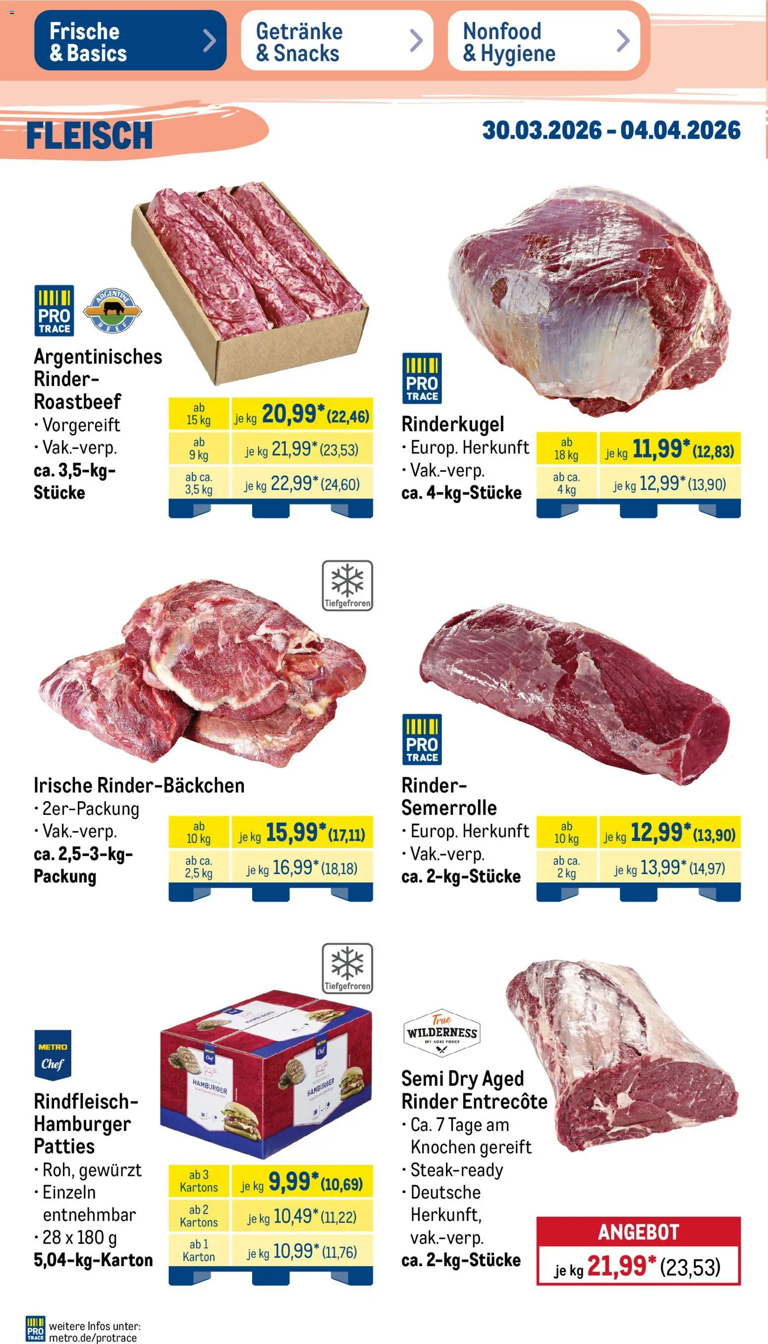 Metro Prospekt 	 – gültig ab 30.03.2026 | Seite: 4 | Produkte: Entrecote, Roastbeef, Rindfleisch, Fleisch
