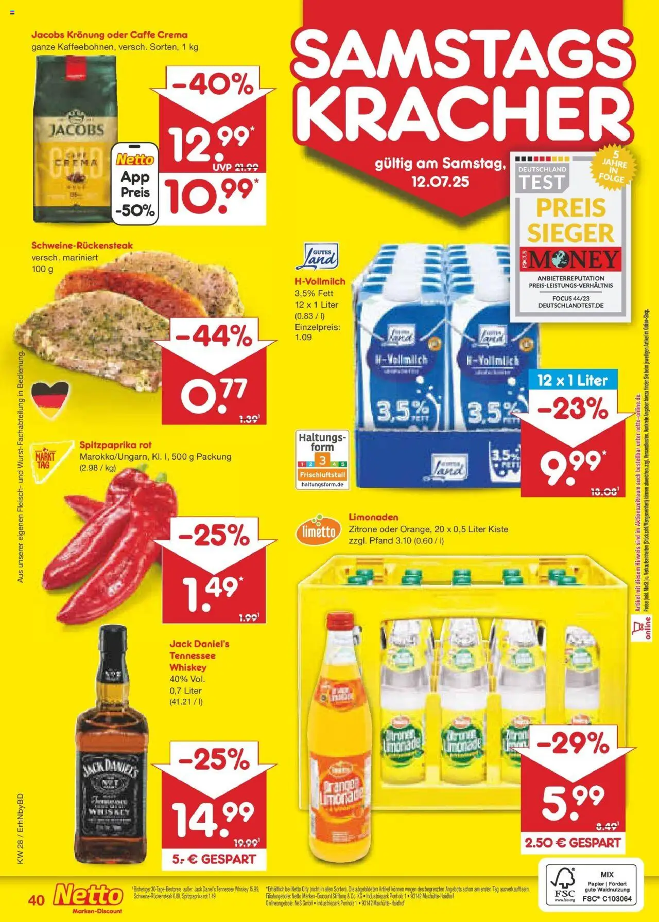 Netto Marken-Discount prospekt Ergolding	 - gültig ab dem 07.07.2025 | Seite: 58 | Produkte: Orangen, Jack Daniel's, Limonade, Whiskey
