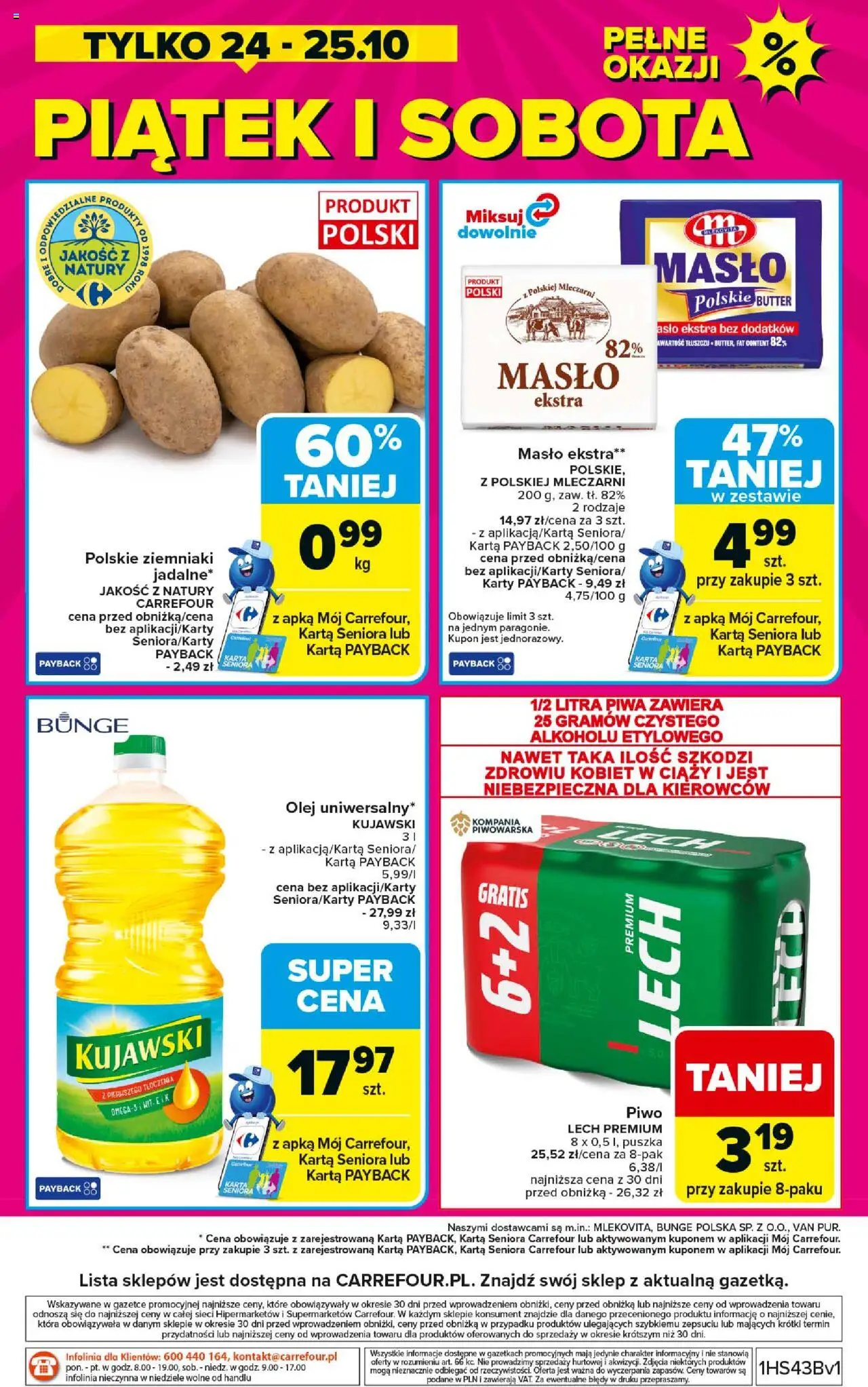 Carrefour Gazetka - Weekend okazji już od czwartku od 23.10.2025 | Strona: 8 | Produkty: Karta, Olej, Piwo, Ziemniaki