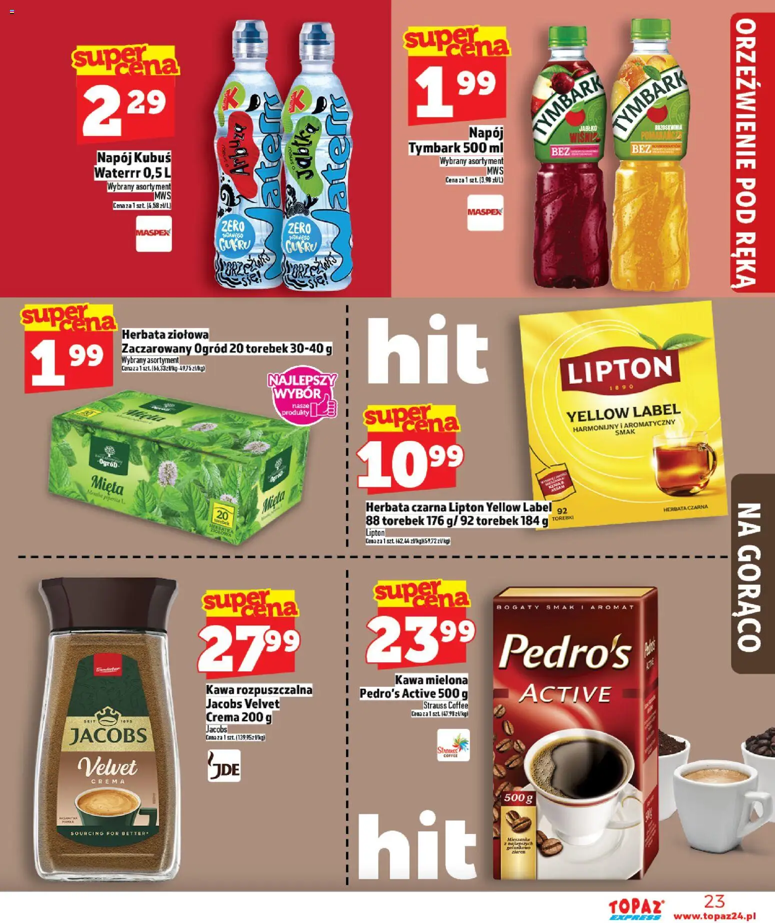 Topaz Gazetka - Express od 19.02.2026 | Strona: 23 | Produkty: Kawa rozpuszczalna, Mięta, Kawa, Herbata