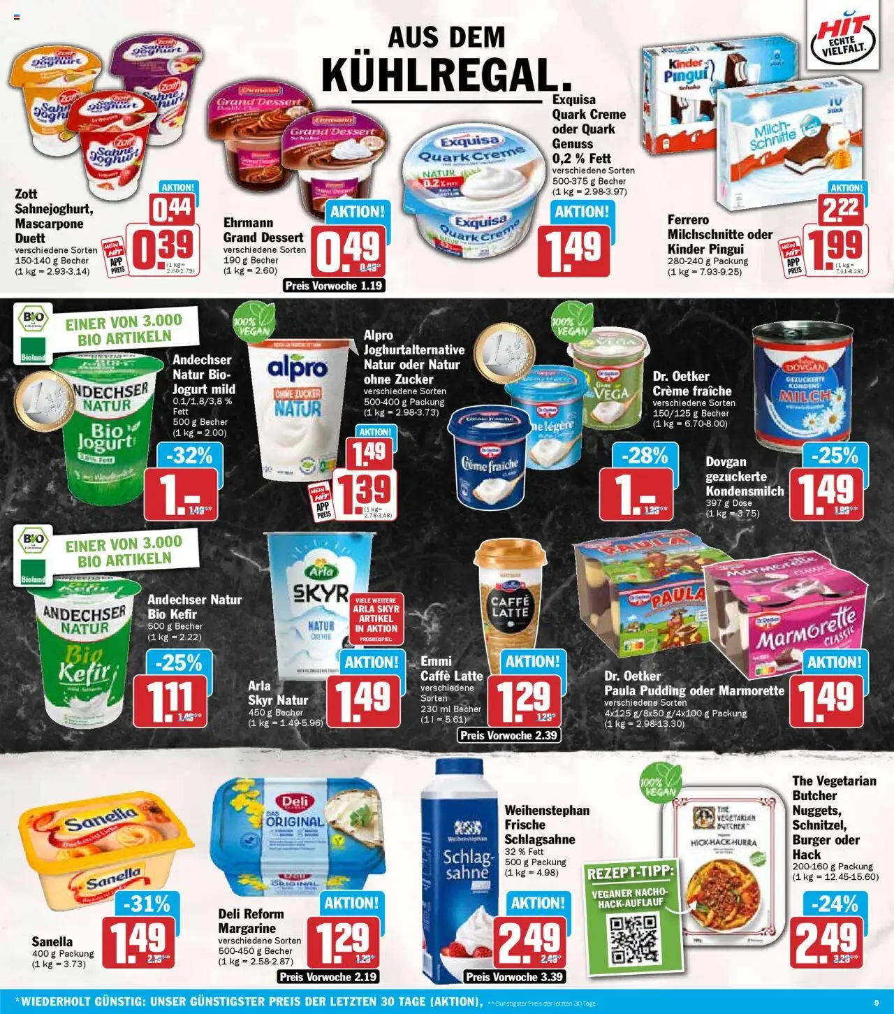 HIT - Baden-Württemberg – gültig ab 22.09.2025 | Seite: 9 | Produkte: Joghurt, Skyr, Sahne, Deli reform