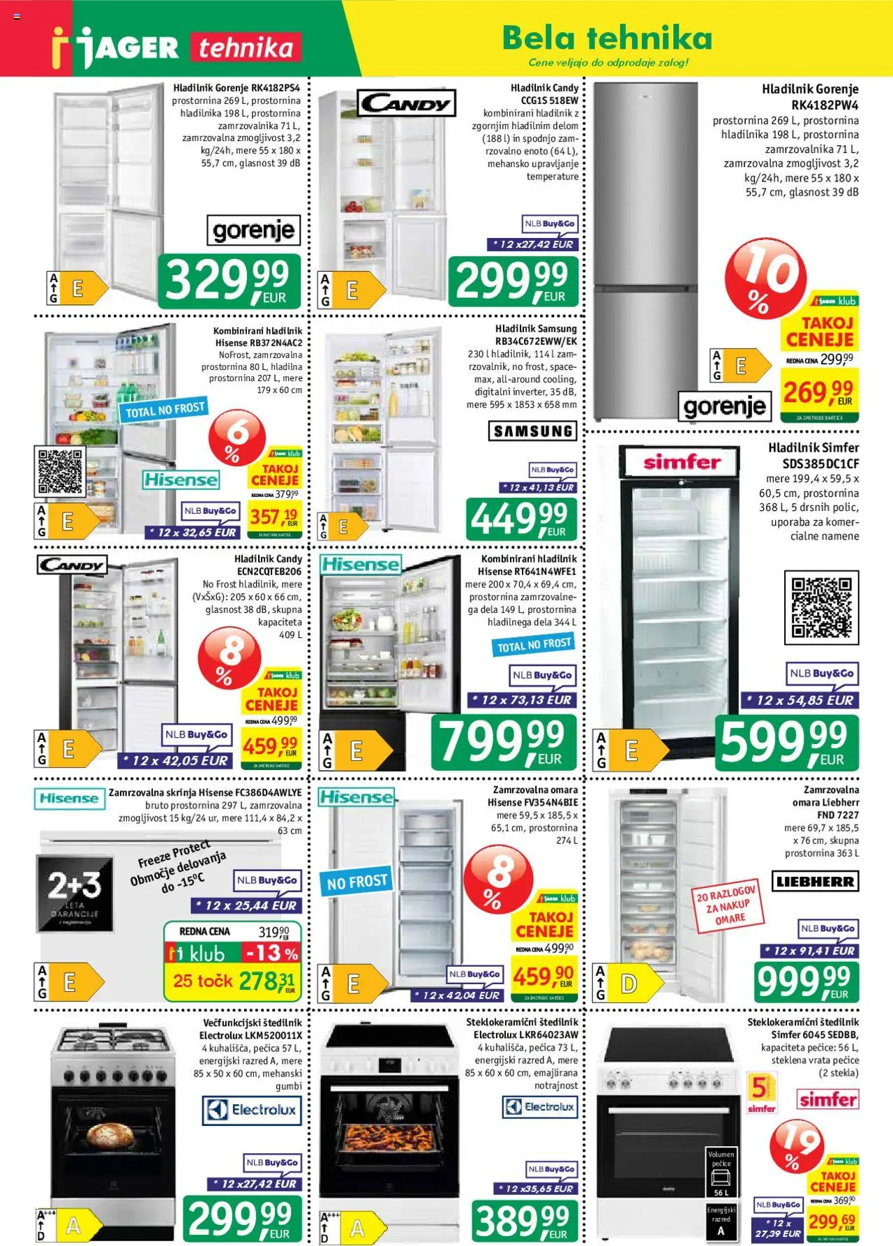 Novi Jager katalog ponudbe – veljaven od 08.10.2025 | Stran: 11 | Izdelki: Hladilnik, Pecica, Zamrzovalna omara, Vrata