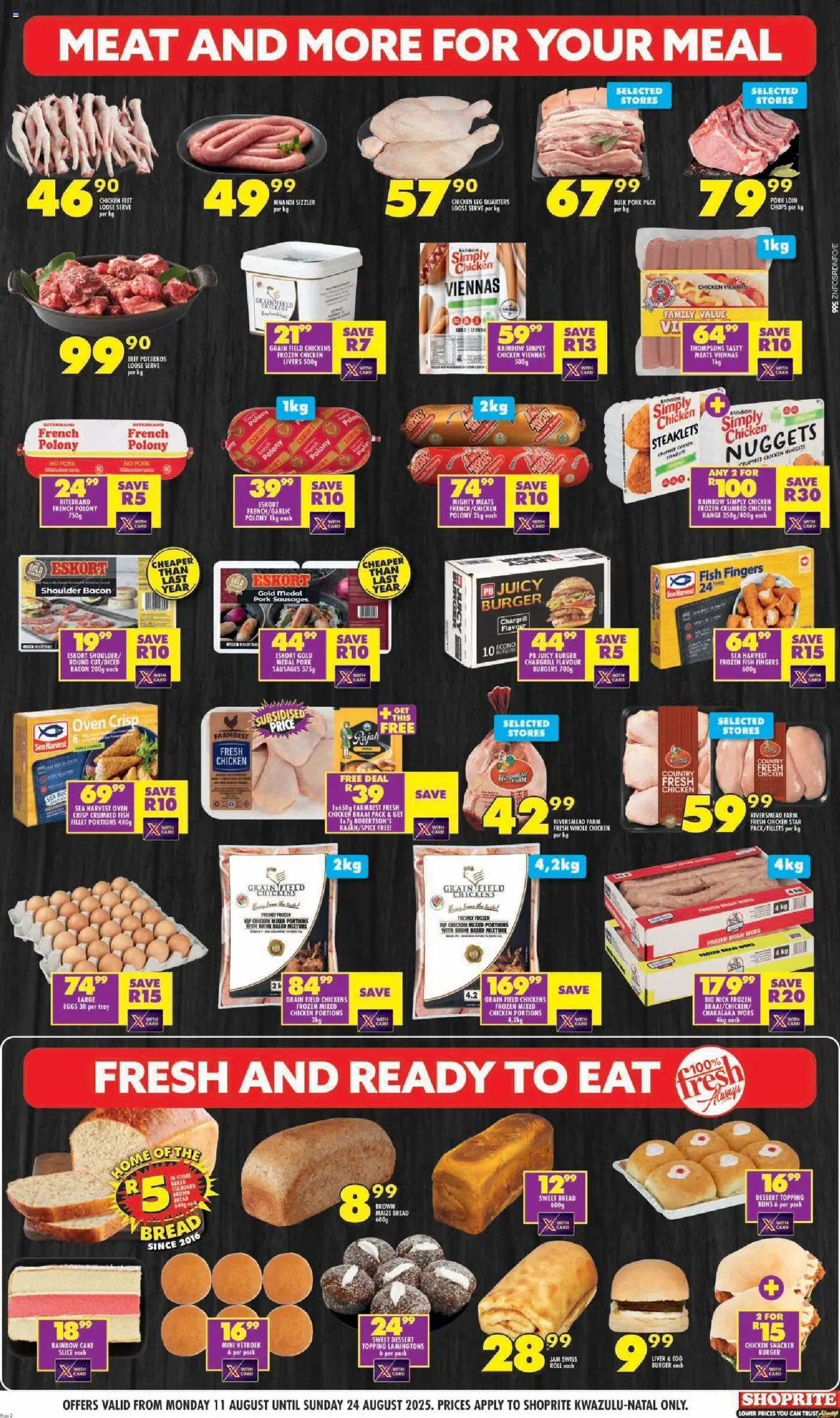 Shoprite Specials │ valid from 11.08.2025 | Page: 2 | Products: Tray, Drone, Oven, Burgers