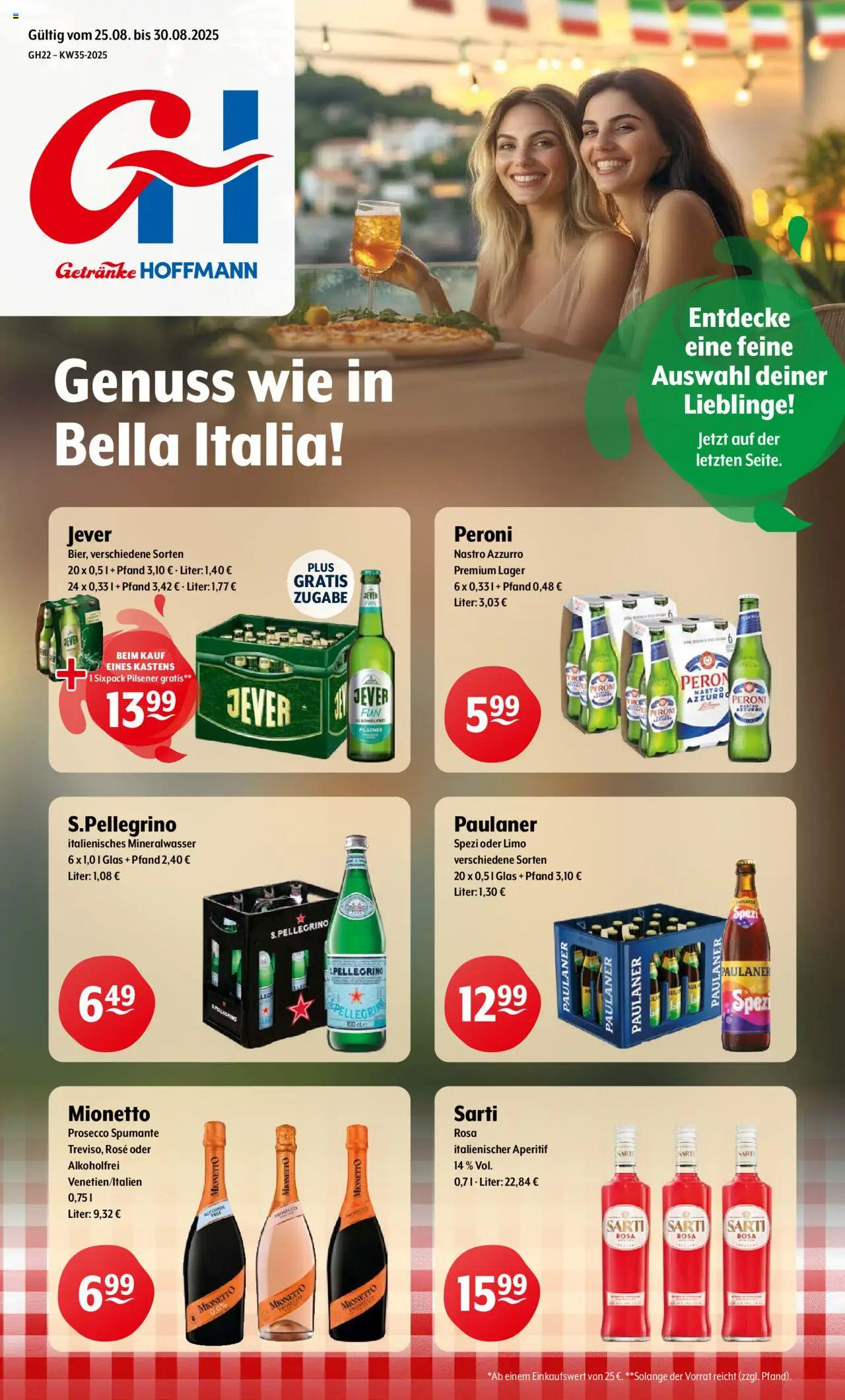 Getränke Hoffmann - Nordrhein - Westfalen - gültig ab dem 25.08.2025 | Seite: 1 | Produkte: Mineralwasser, Prosecco, Jever, Paulaner