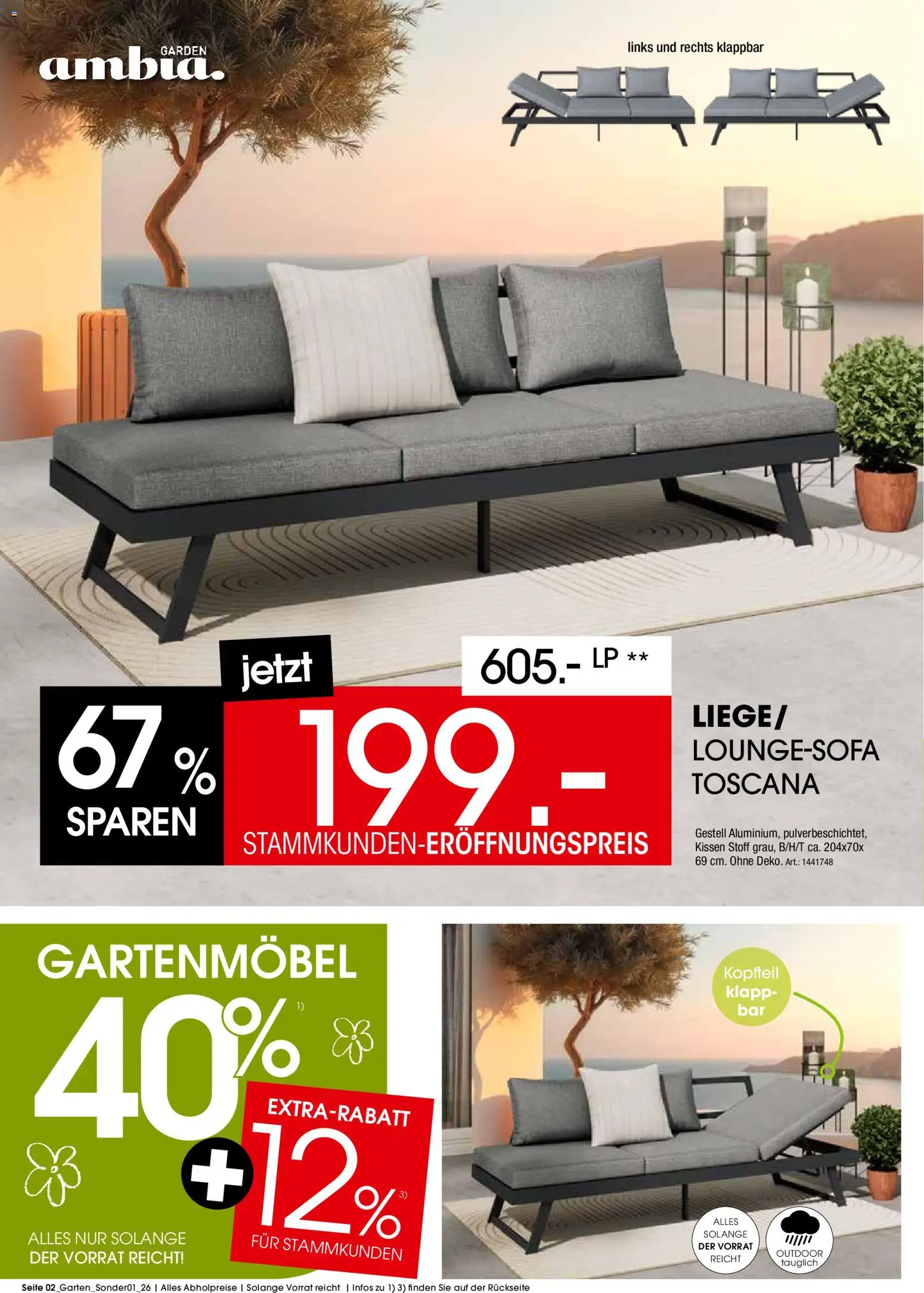 Zurbrüggen Garten Eröffnungspreise – gültig ab 31.03.2026 | Seite: 2 | Produkte: Kissen, Gartenmöbel