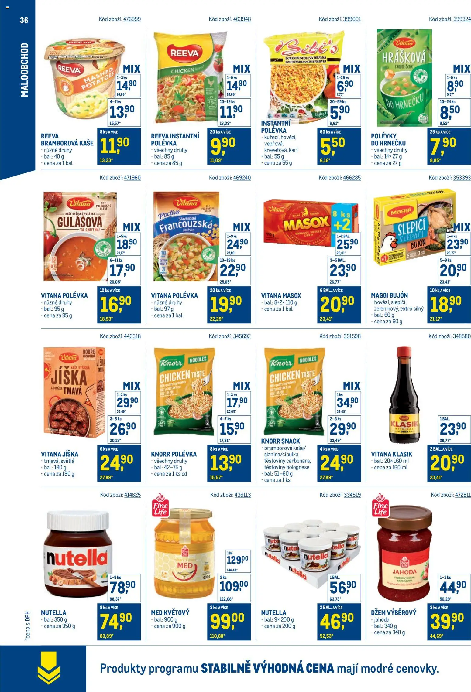 Makro leták - Stabilně výhodná cena - maloobchod od 24.09.2025 | Strana: 36 | Produkty: Džem, Med, Masox, Kaše