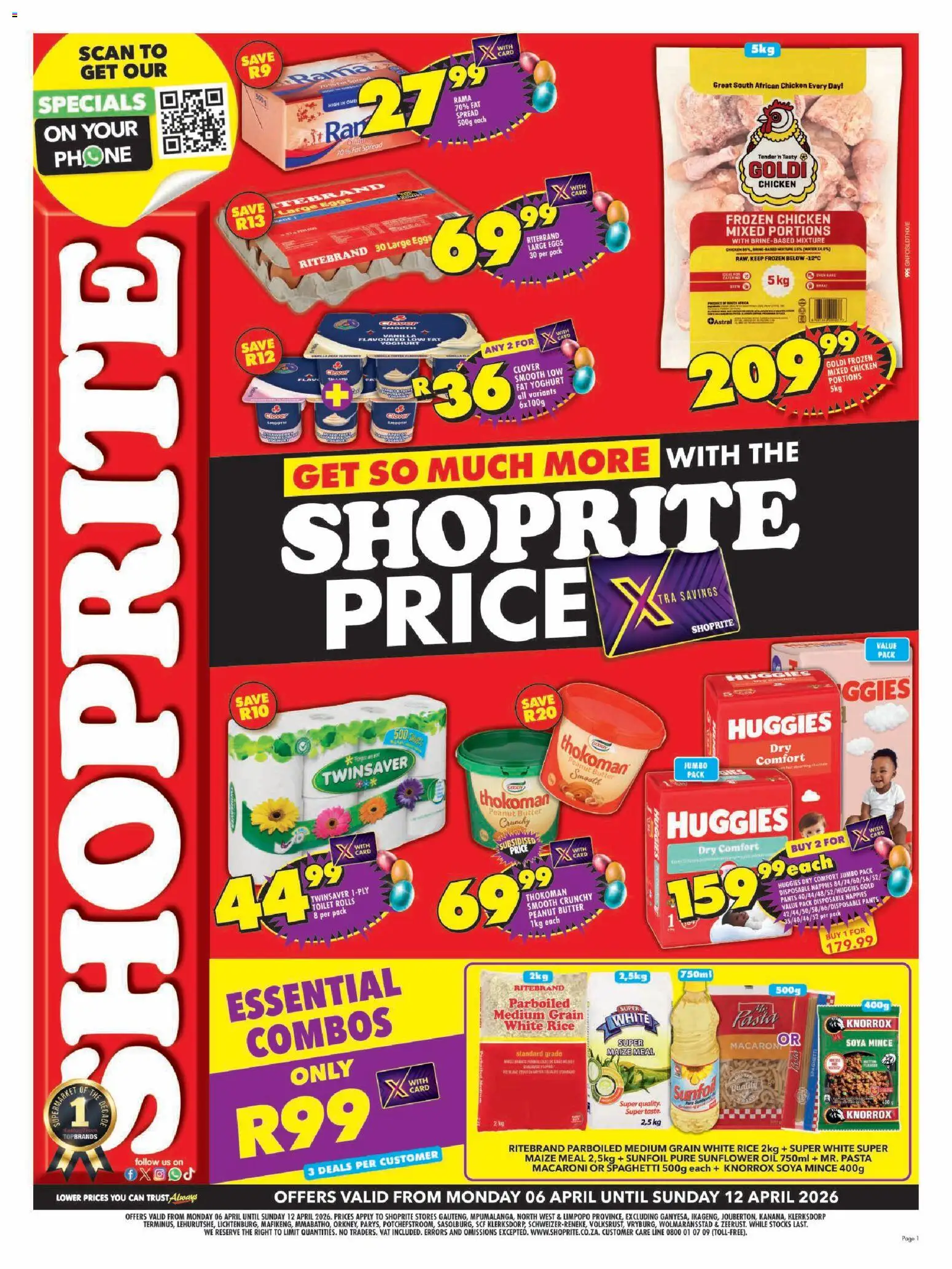 New Shoprite catalogue – valid from 06.04.2026 | Page: 1 | Products: Oil, Fat spread, Paper, Nappies