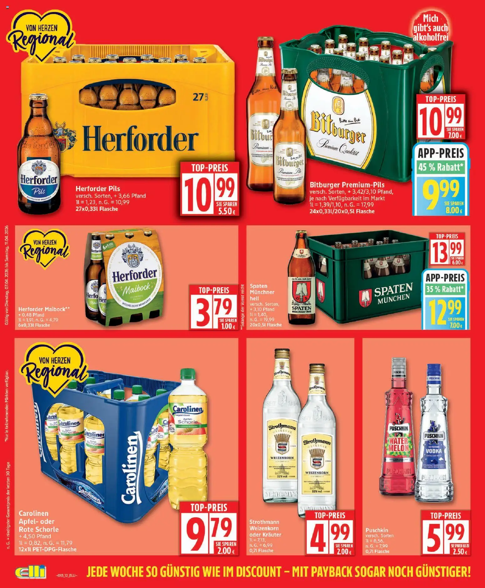 Elli Markt Prospekt Schloß Holte – gültig ab 07.04.2026 | Seite: 12 | Produkte: Bitburger, Pils, Äpfel, Vodka