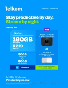 Telkom specials catalogue – valid from 15.02.2026 | Page: 56 | Products: Data, Router