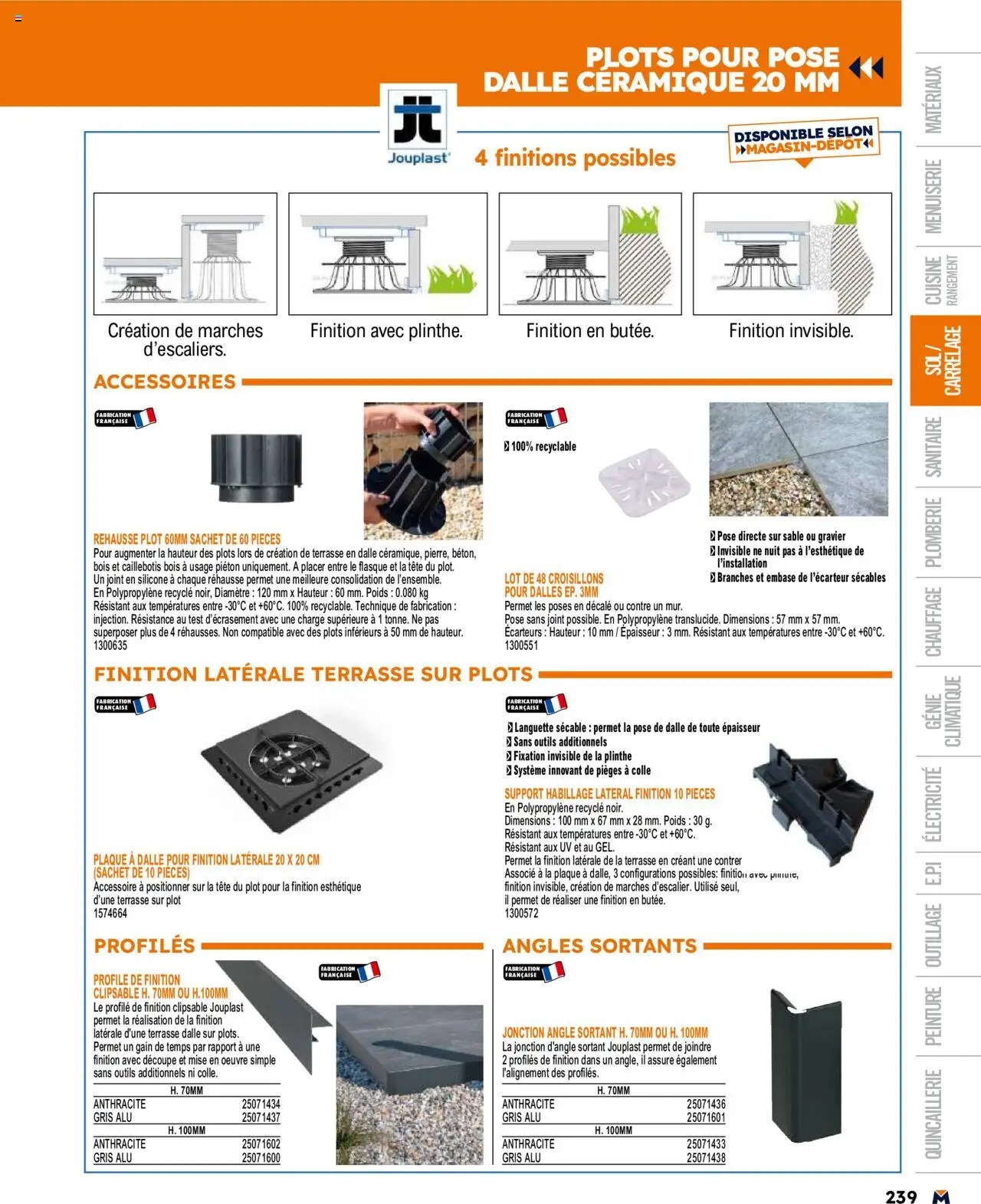  | Page: 239 | Produits: Plinthe, Caillebotis, Gravier, Plots