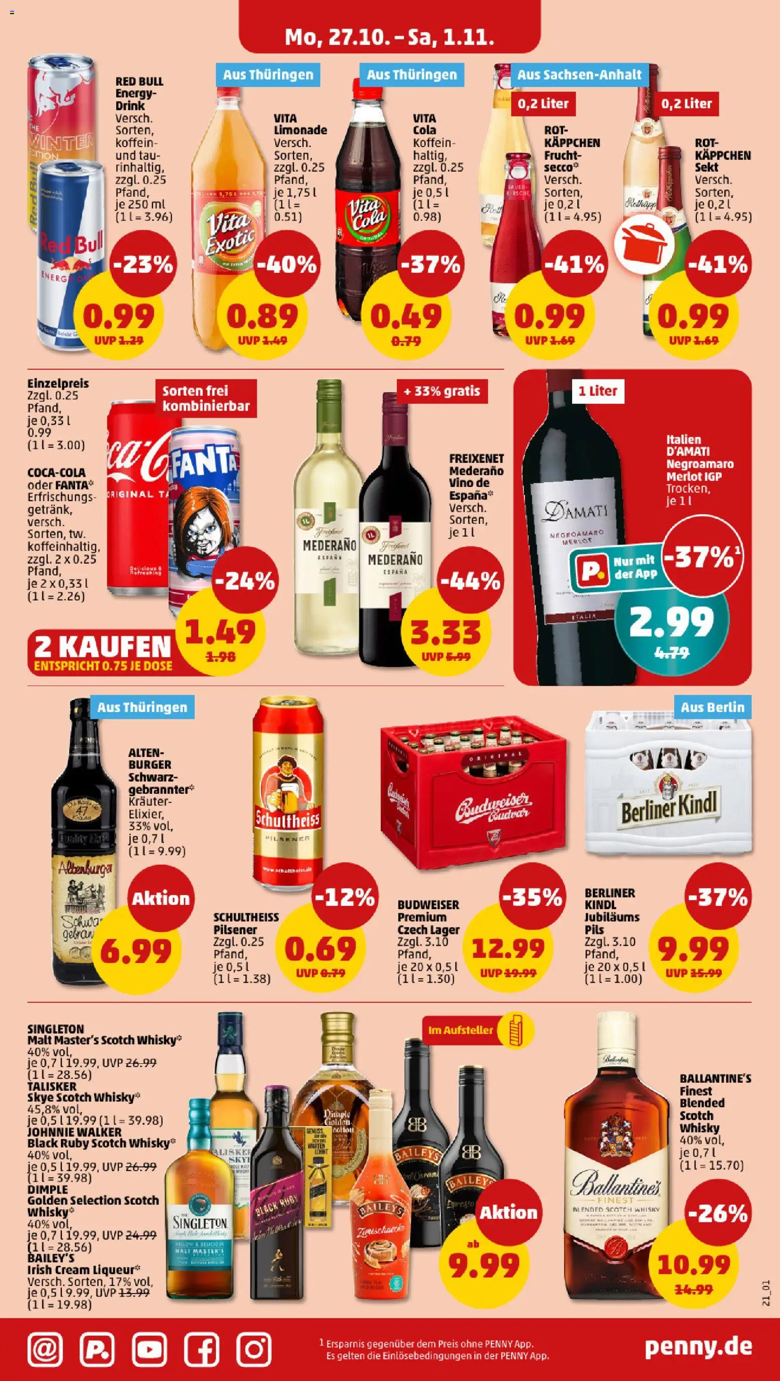 Penny Prospekt 	 – gültig ab 27.10.2025 | Seite: 23 | Produkte: Whisky, Fanta, Freixenet, Budweiser