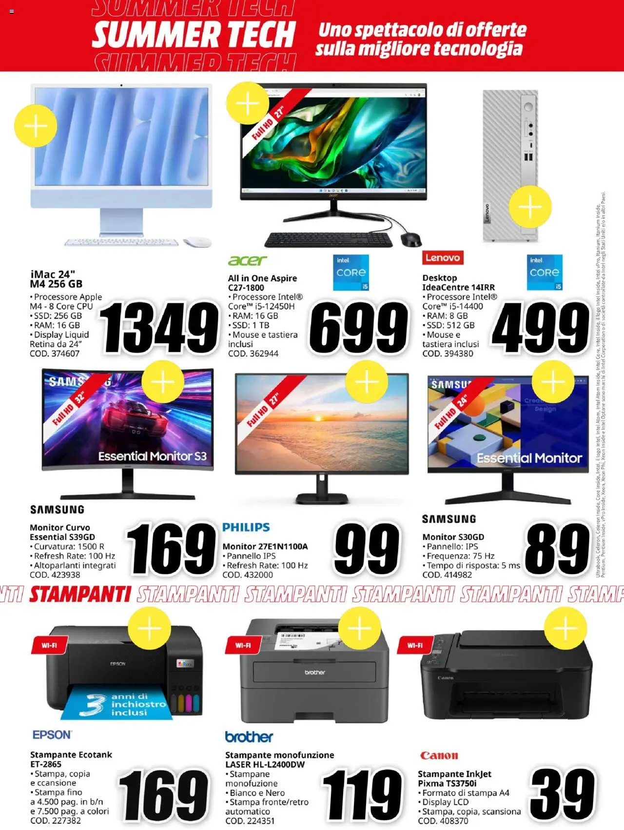 Volantino Media World del 11.08.2025 | Pagina: 14 | Prodotti: Monitor, Mouse, Tastiera, Stampa