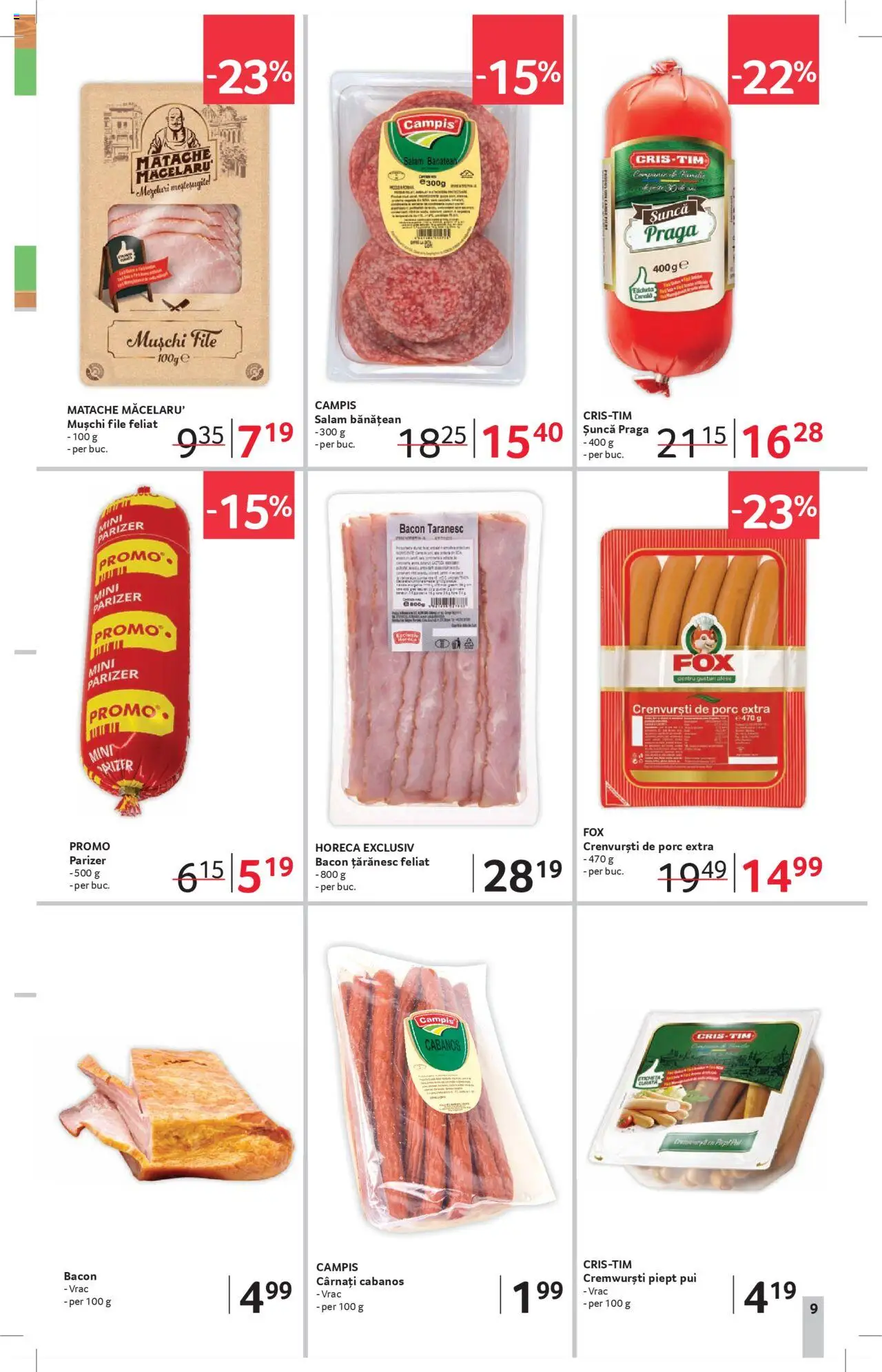Catalog Selgros - Magazine Mici – valabil de la 25.07.2025 | Pagină: 9 | Produse: Crenvurști, Bacon, Salam, Parizer