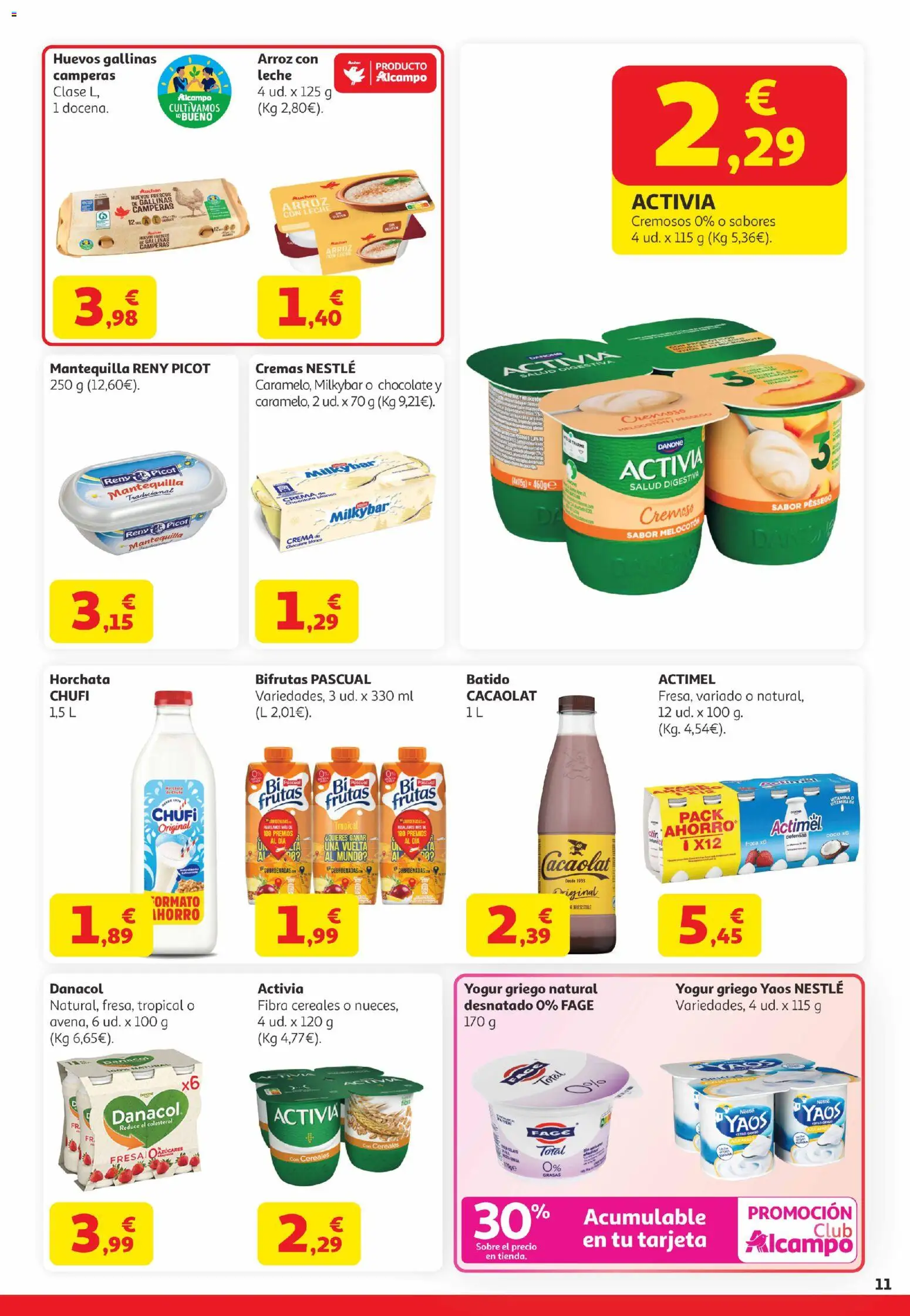 Alcampo Canarias │ válido desde el 21.04.2026 | Página: 11 | Productos: Chocolate, Μαγειρική εστία, Arroz, Τυρόπιτα