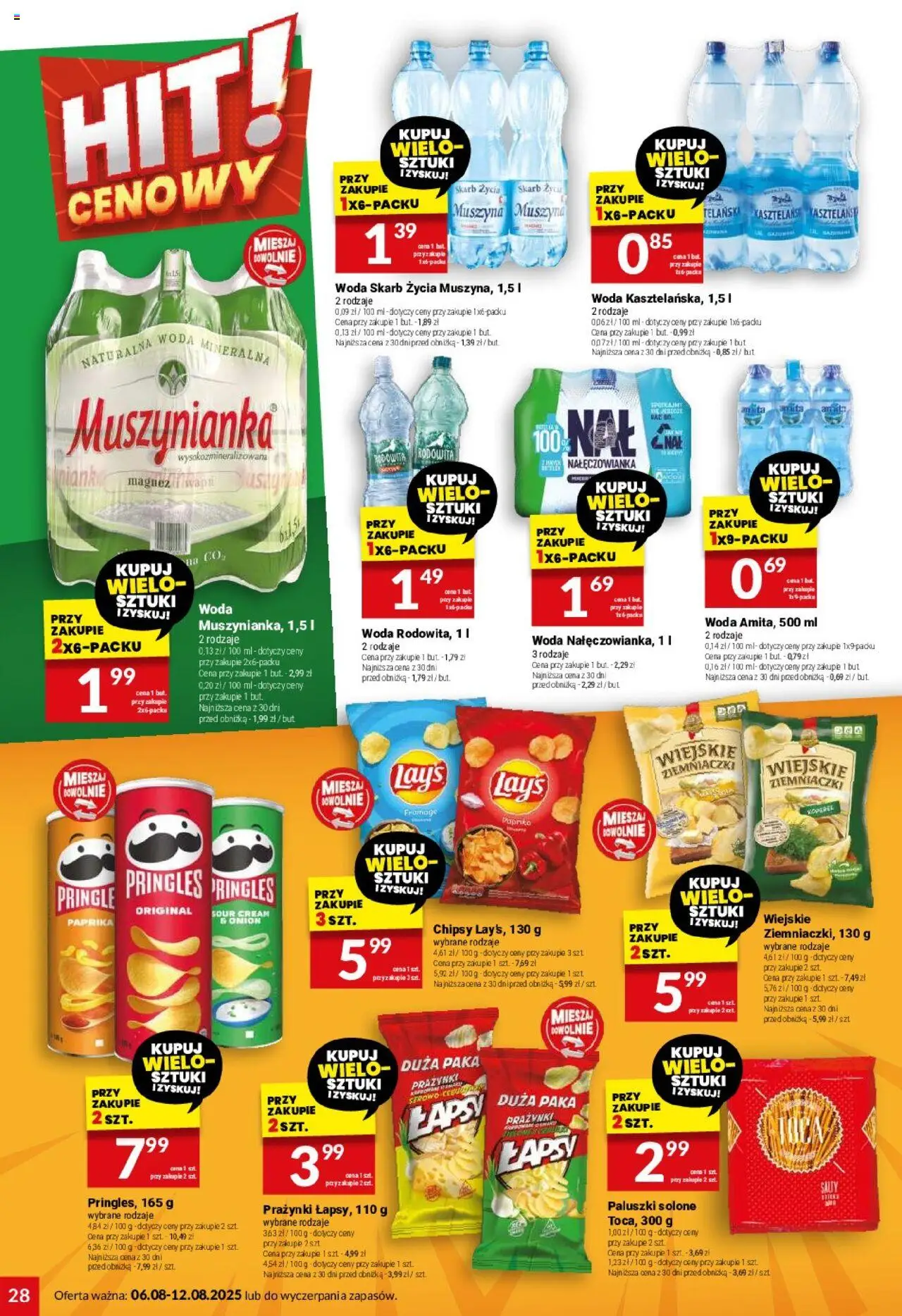 Twój Market Gazetka od 06.08.2025 | Strona: 28 | Produkty: Chipsy, Muszynianka, Paluszki, Pringles