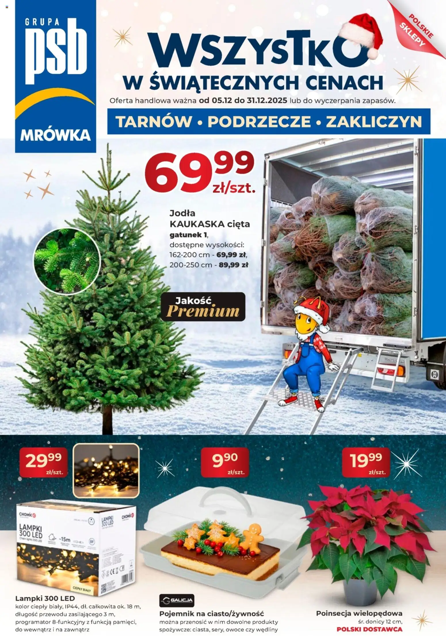 Mrówka Gazetka od 05.12.2025 | Strona: 1 | Produkty: Jodła kaukaska, Lampki, Wędliny, Owoce