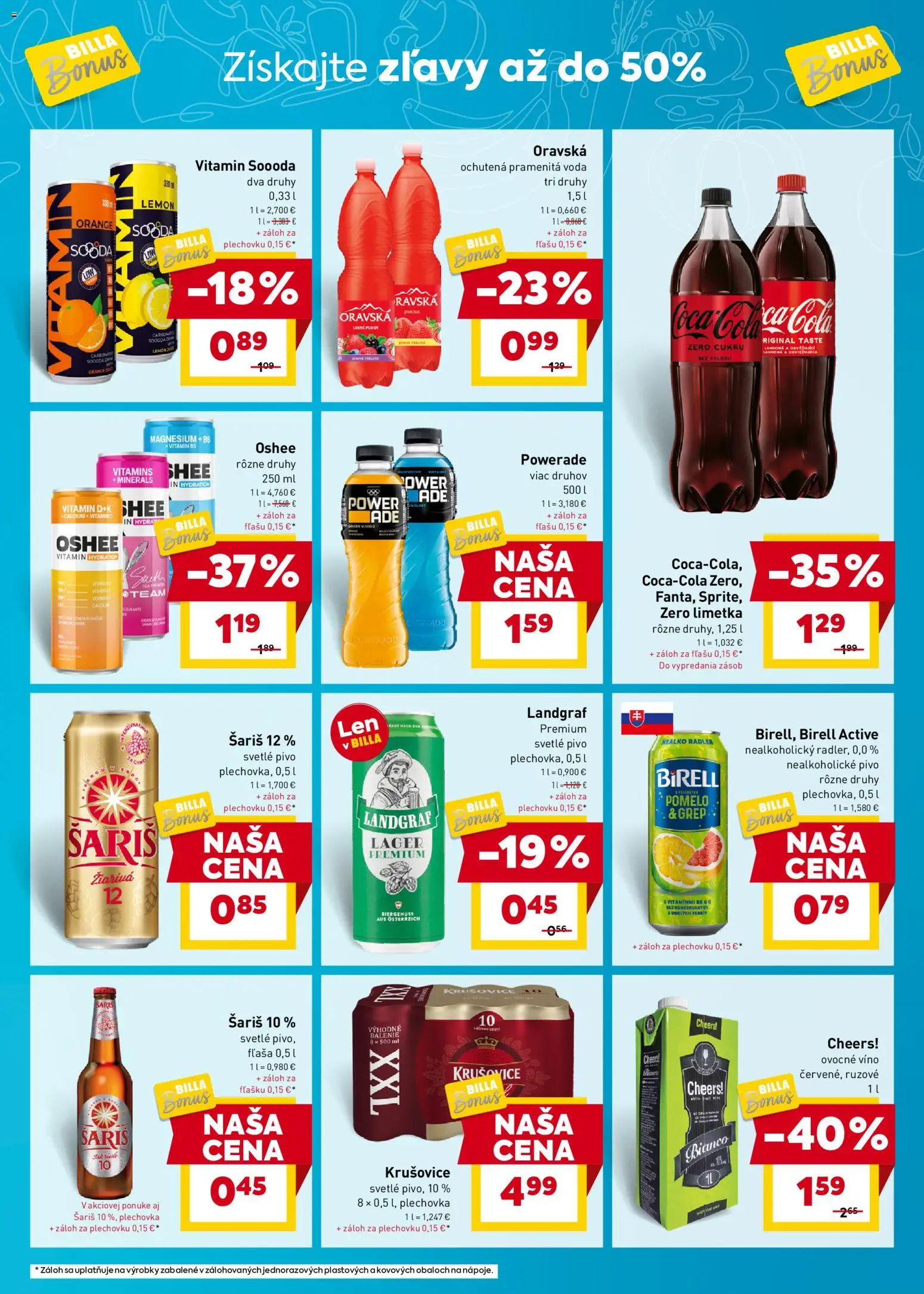 Nové Billa akcie – leták je platný od 17.12.2025 | Strana: 7 | Produkty: Víno, Radler, Voda, Nealkoholické pivo