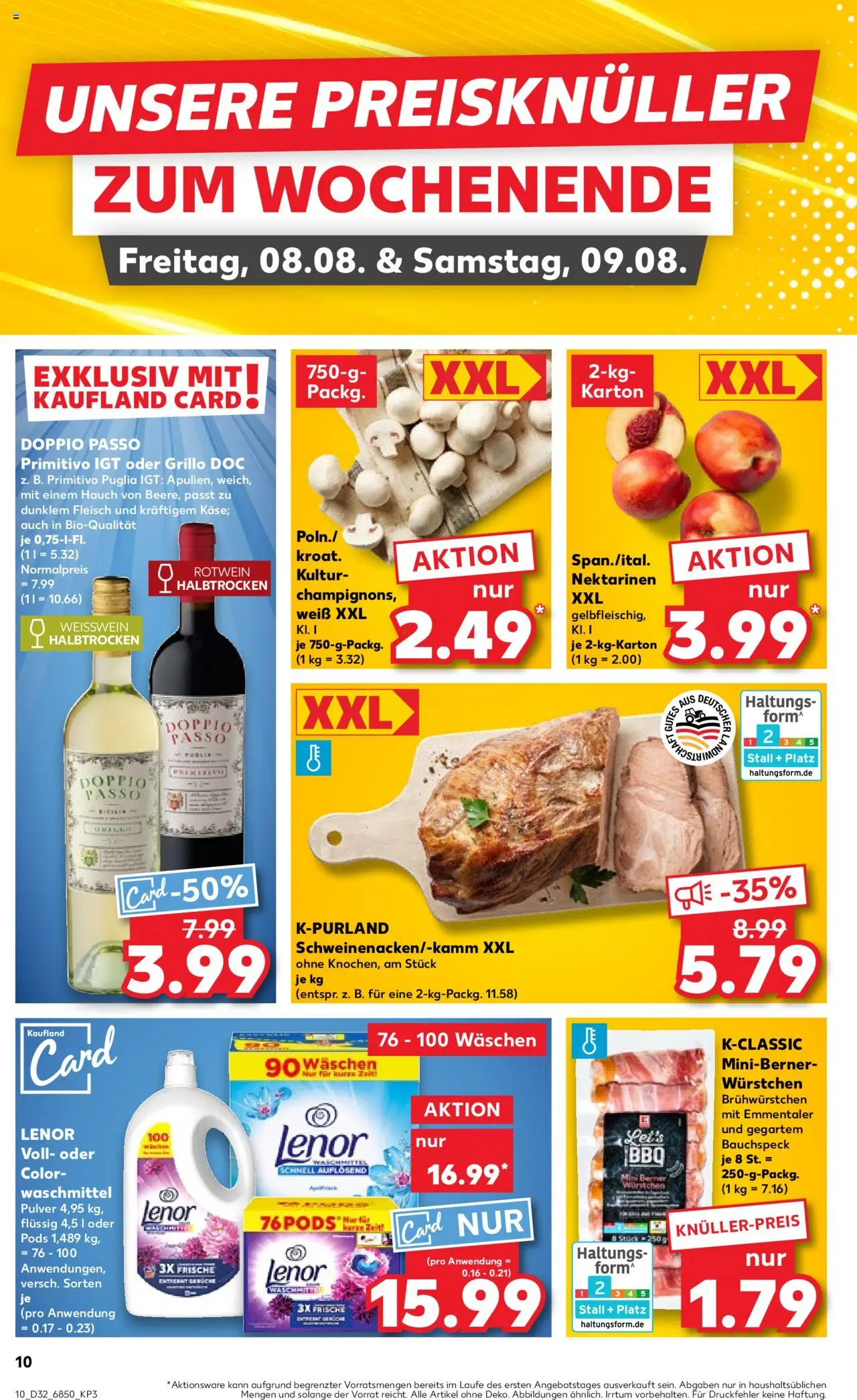 Kaufland prospekt Speyer	 - gültig ab dem 07.08.2025 | Seite: 10 | Produkte: Lenor, Weißwein, Rotwein, Fleisch