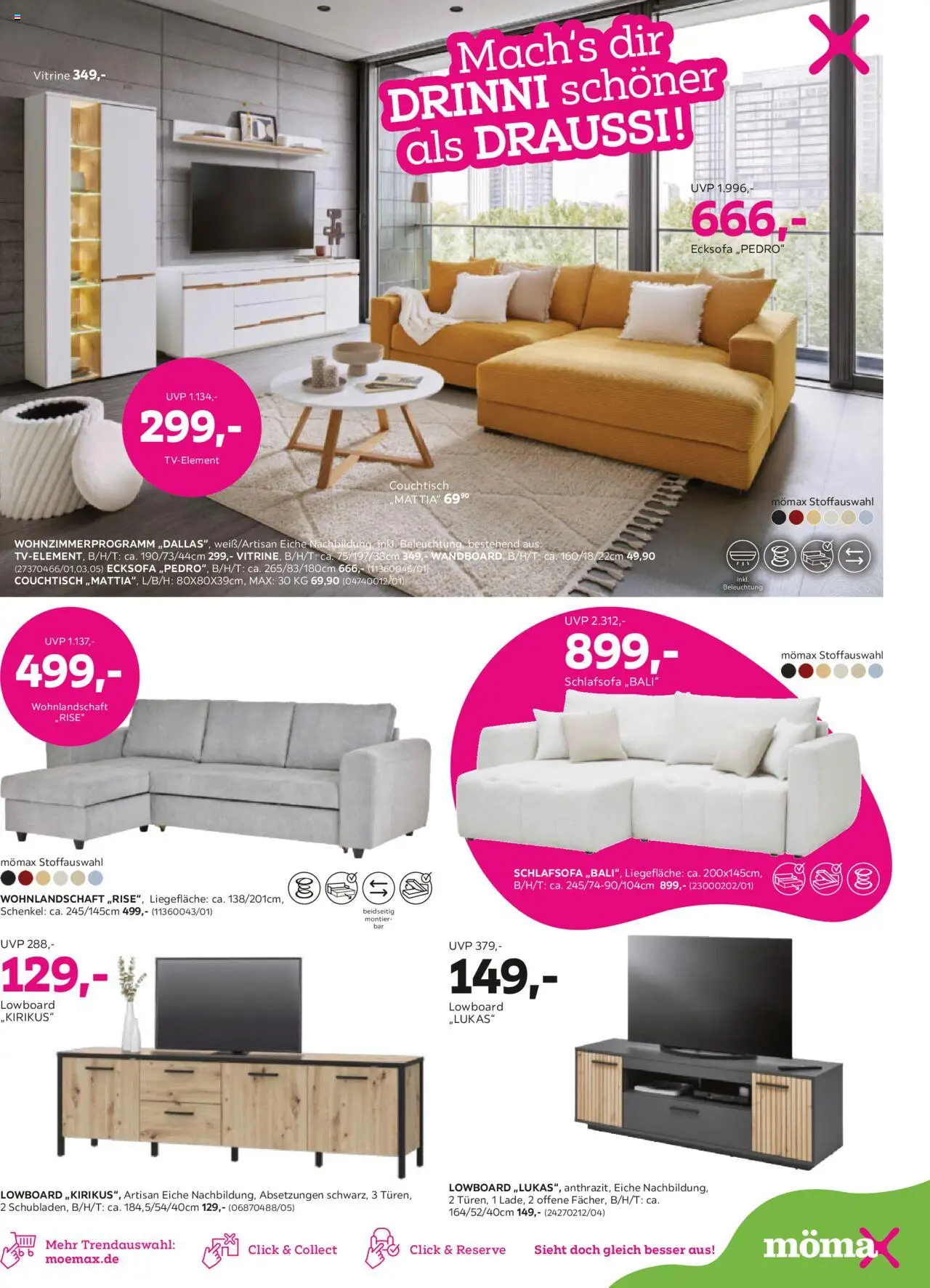 Mömax Prospekt 	 - gültig ab dem 11.08.2025 | Seite: 9 | Produkte: Ecksofa, Lowboard, Vitrine, Couchtisch