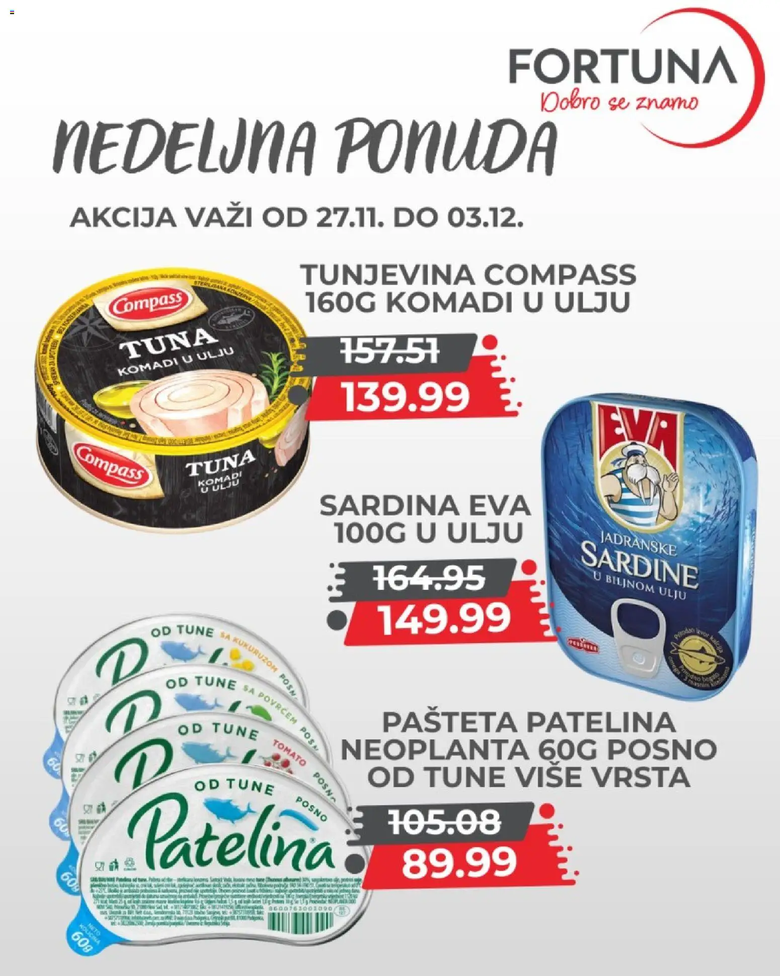 Fortuna Market katalog - važi od 27.11.2025 | Strana: 4 | Proizvode: Pašteta, Sardina