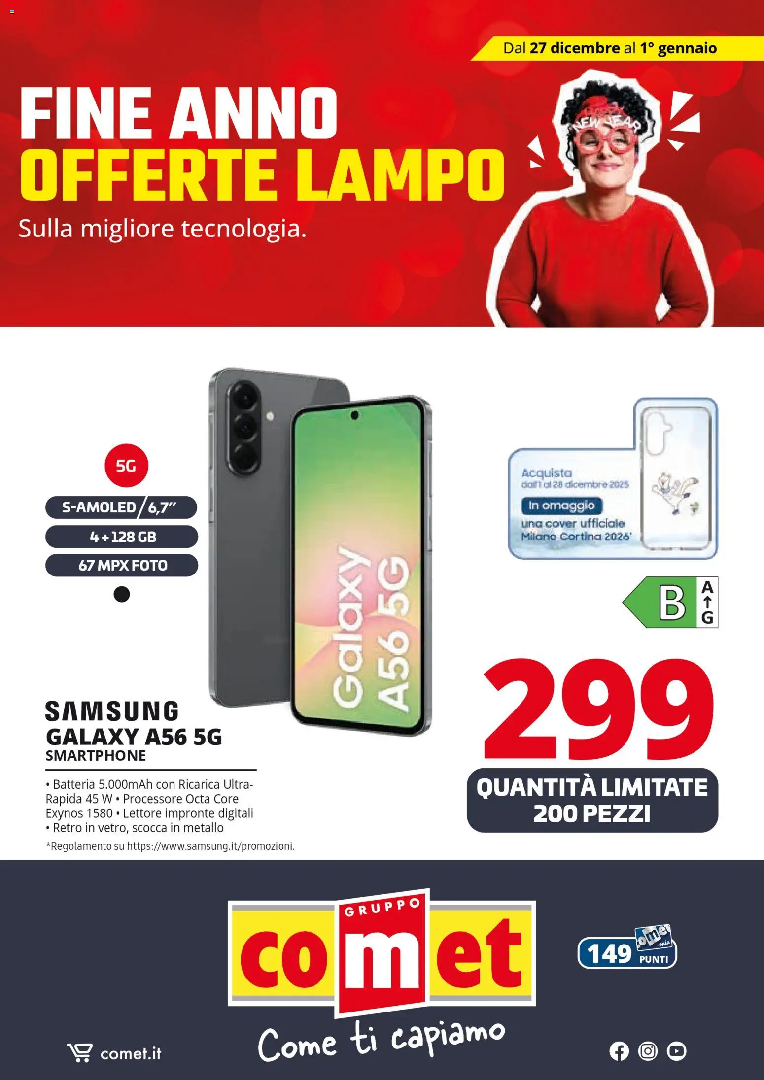 Volantino Comet del 27.12.2025 | Pagina: 4 | Prodotti: Samsung Galaxy, Smartphone, Batteria, Samsung