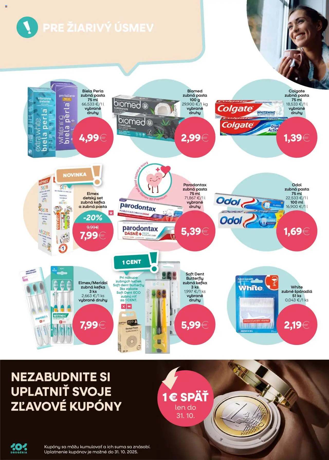 Nové 101 drogerie akcie – leták je platný od 17.09.2025 | Strana: 8 | Produkty: Zubná kefka, Zubná pasta, Puzdro