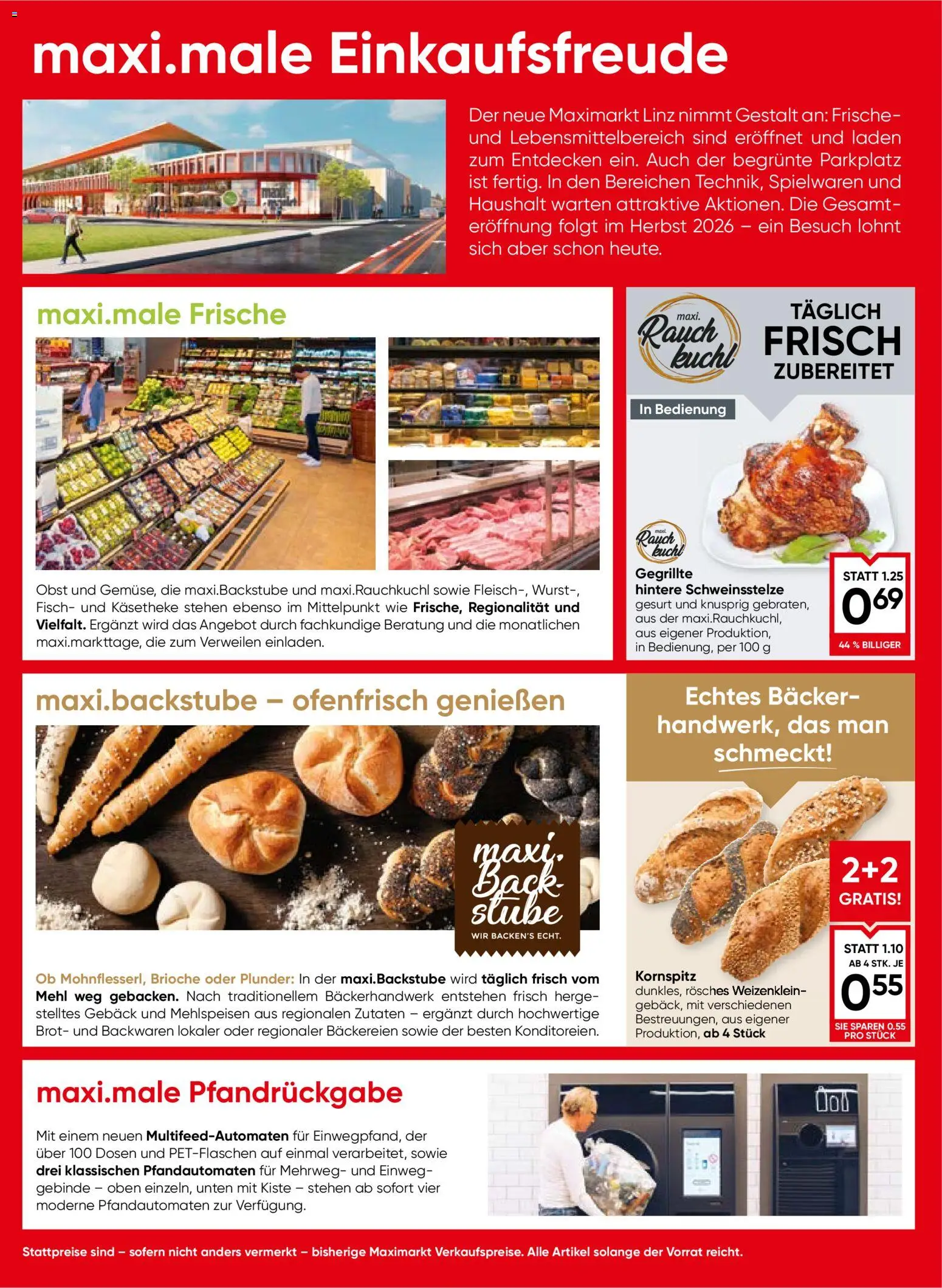 Maximarkt Teileröffnung Linz gültig ab 05.03.2026 | Seite: 2 | Produkte: Obst, Wurst, Brot, Fisch