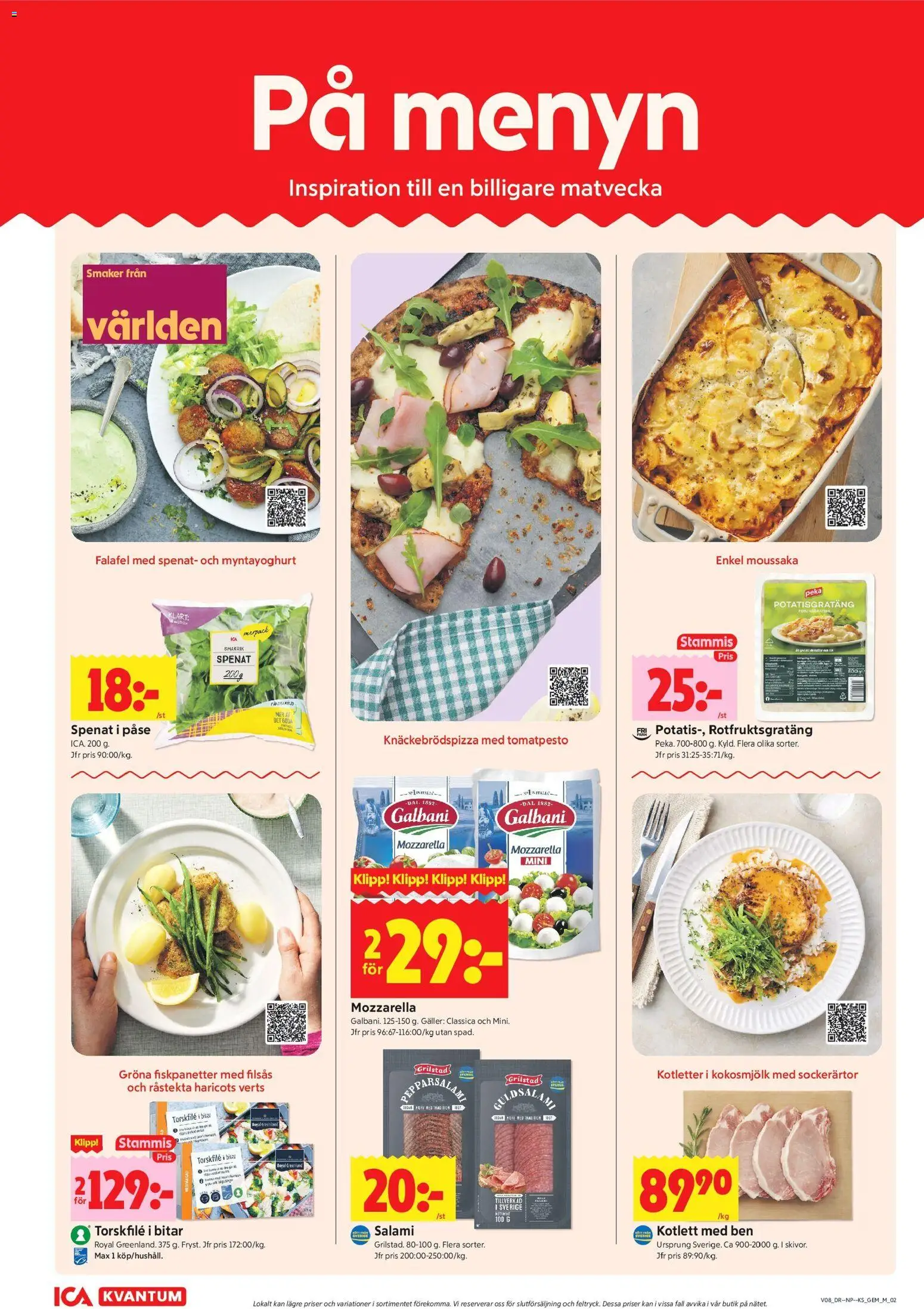 ICA Kvantum reklamblad aktuell från 16.02.2026 | Sida: 2 | Produkter: Galler, Haricots verts, Potatisgratäng, Salami