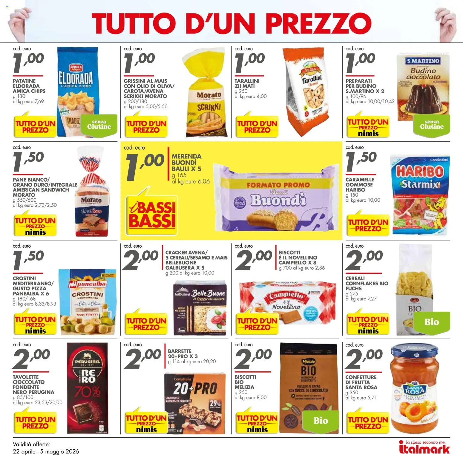 Volantino Italmark del 22.04.2026 | Pagina: 2 | Prodotti: Caramelle, Cereali, Budino, Frollini