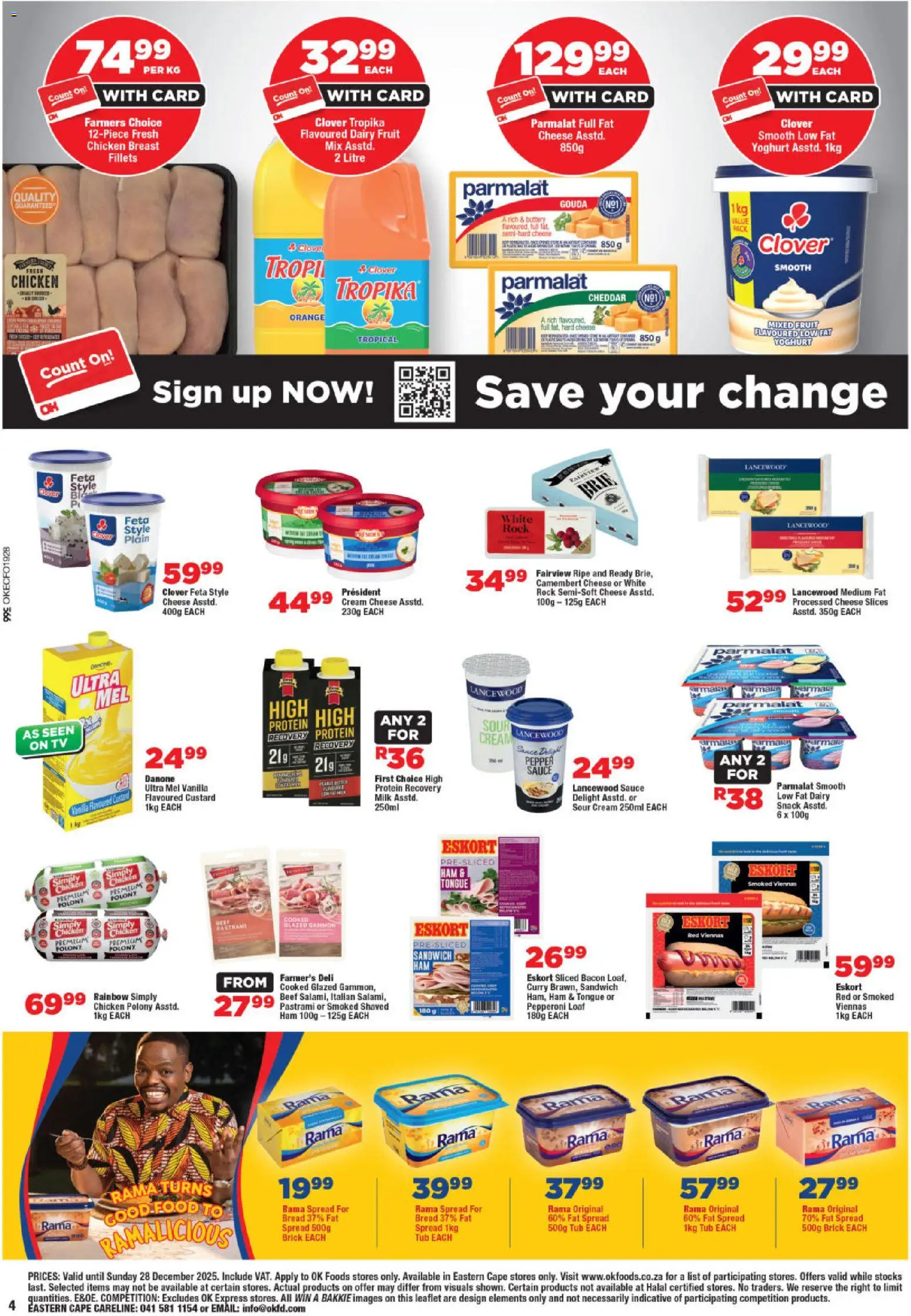New OK Foods catalogue – valid from 10.12.2025 | Page: 4 | Products: TV, Milk, Fat spread, Bacon