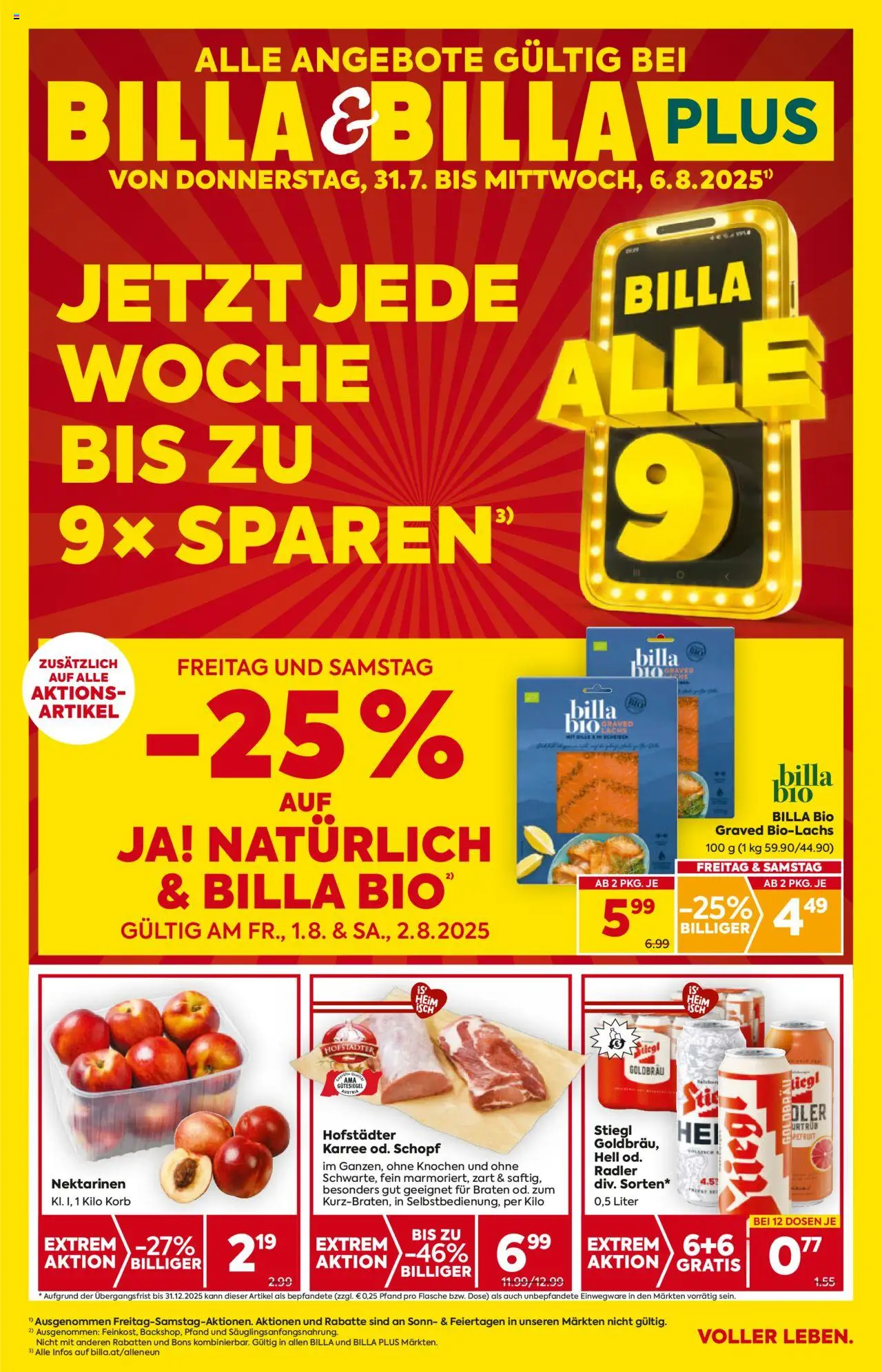 Billa AT akciós ujság - amely érvényes a következő dátumtól: 31.07.2025 | Oldal: 1 | Termékek: Radler
