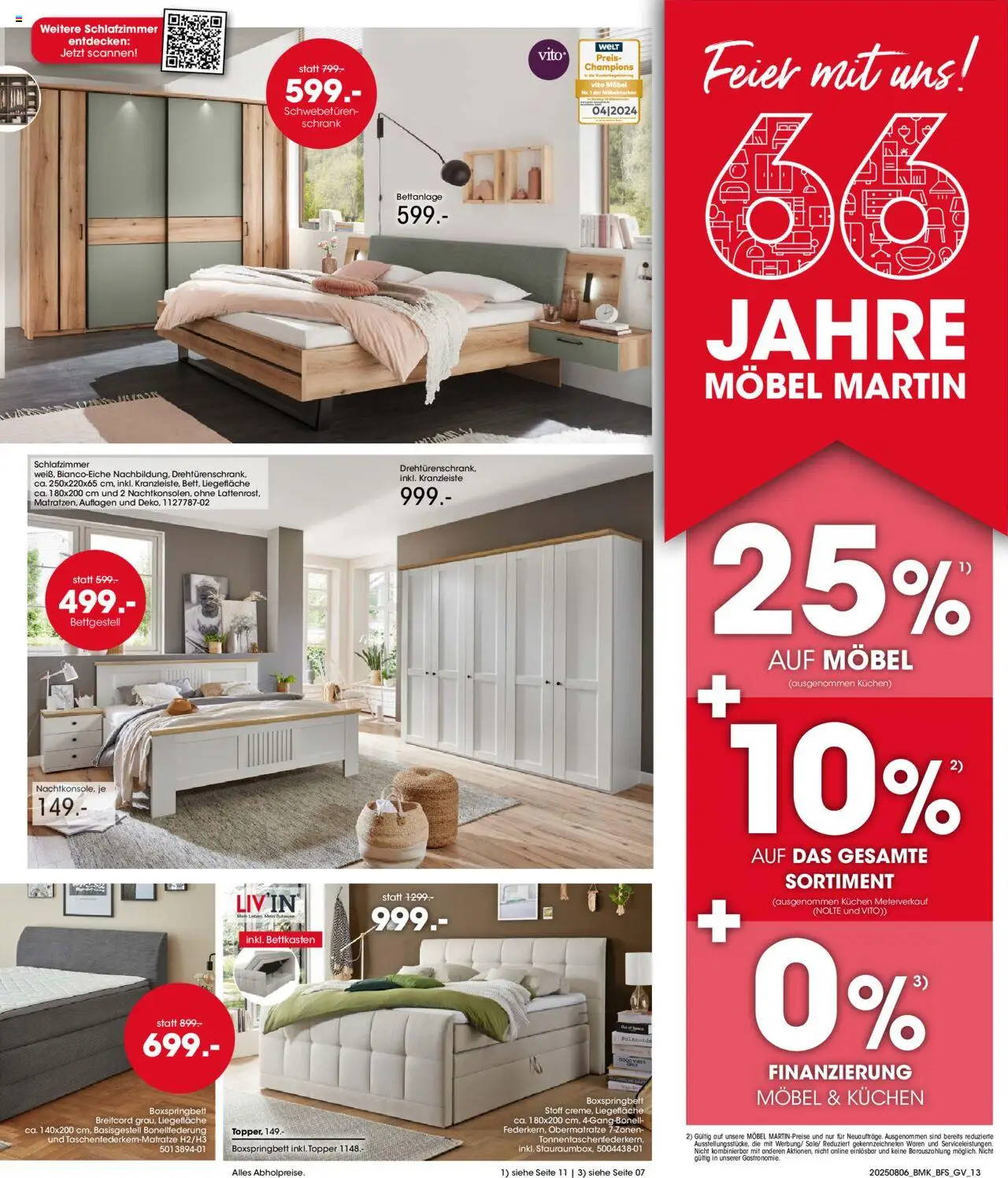 Möbel Martin Prospekt 	 - gültig ab dem 06.08.2025 | Seite: 13 | Produkte: Boxspringbett, Topper, Schrank, Kuchen