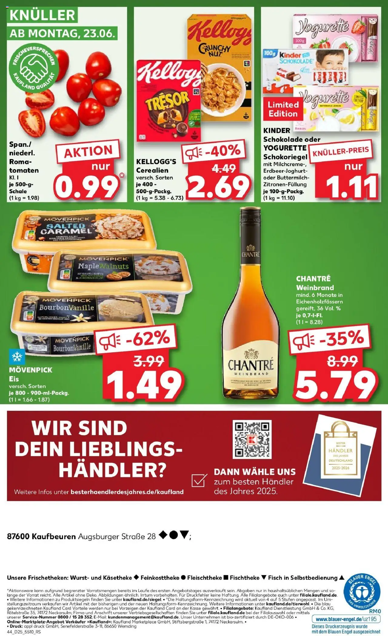 Kaufland prospekt Kaufbeuren	 - gültig ab dem 22.06.2025 | Seite: 5 | Produkte: Kinder schokolade, Buttermilch, Tomaten, Chantré