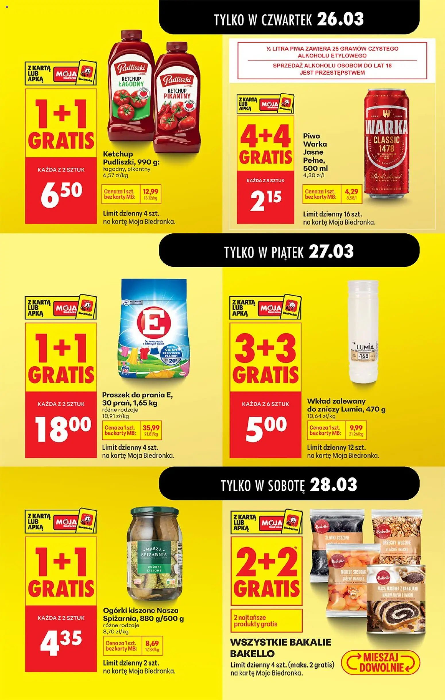 Biedronka gazetka od czwartku od 26.03.2026 | Strona: 13 | Produkty: Masa makowa, Ketchup pudliszki, Śliwki suszone, Proszek do prania