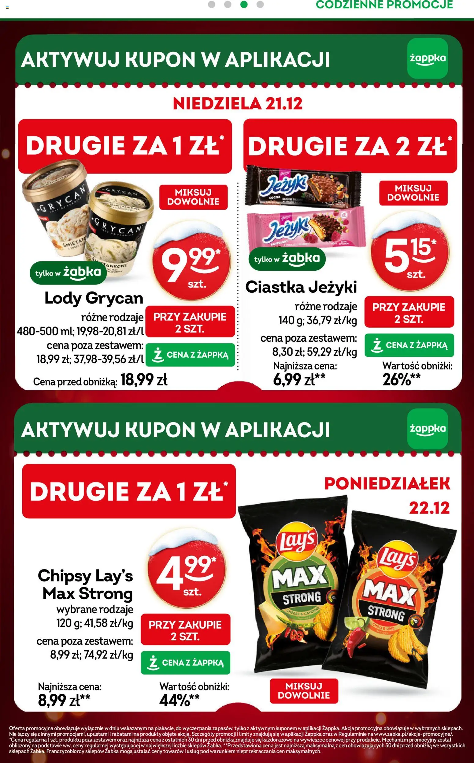 Żabka Gazetka od 17.12.2025 | Strona: 4 | Produkty: Chipsy, Lody Grycan, Ciastka, Lody