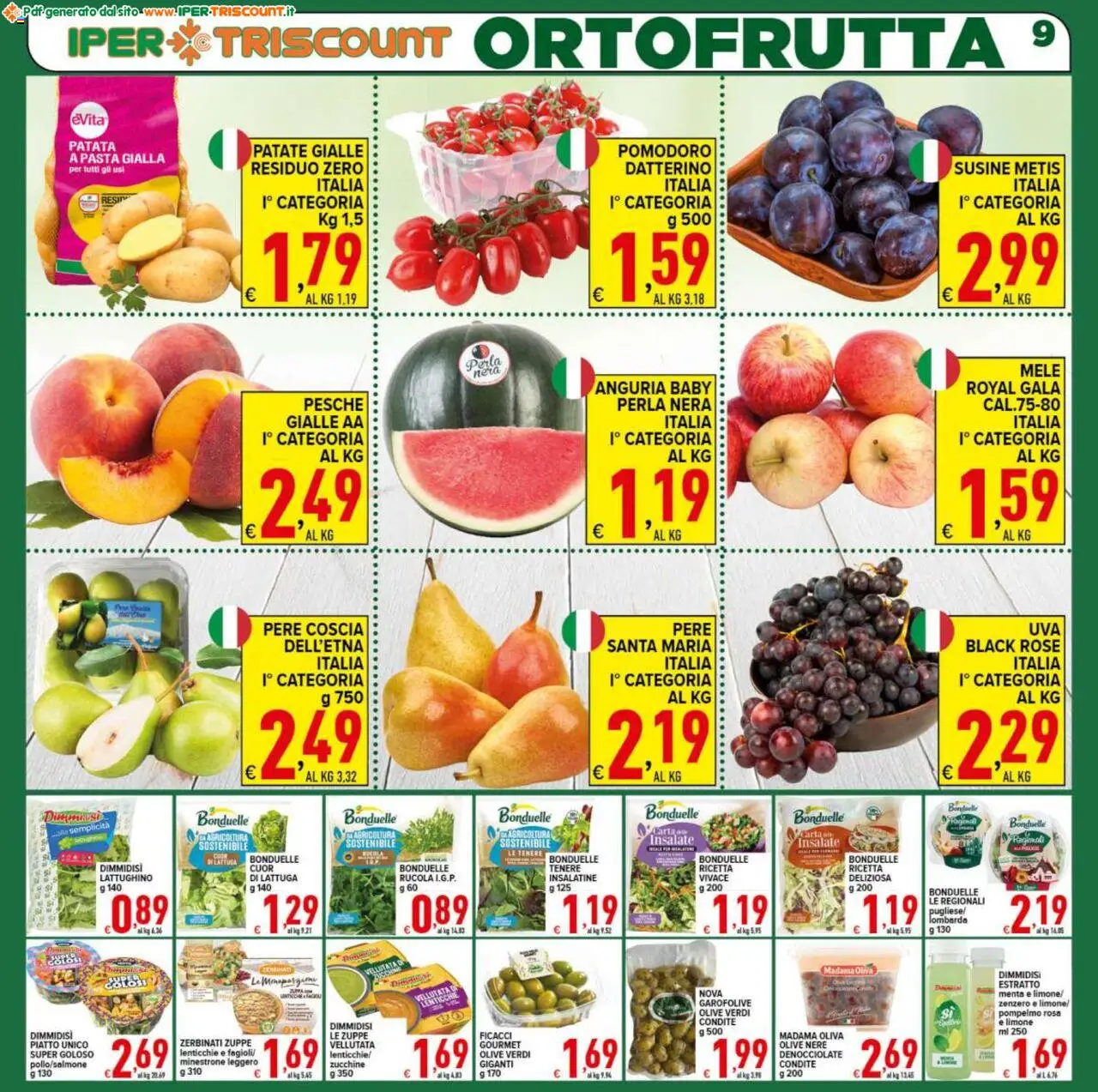 Volantino Ipertriscount del 18.08.2025 | Pagina: 9 | Prodotti: Patate, Limone, Susine, Lattuga
