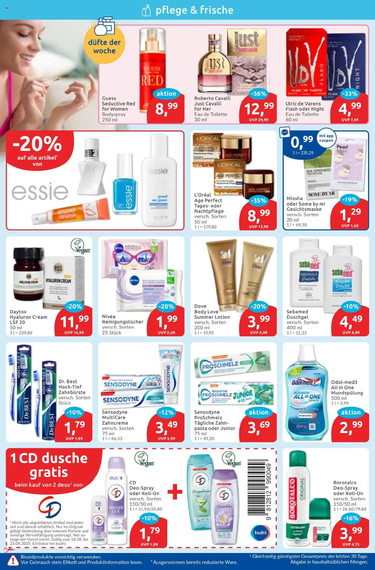 Budni Prospekt 	 - gültig ab dem 18.08.2025 | Seite: 2 | Produkte: Dusche, Duschgel, Wasser, Gesichtsmaske