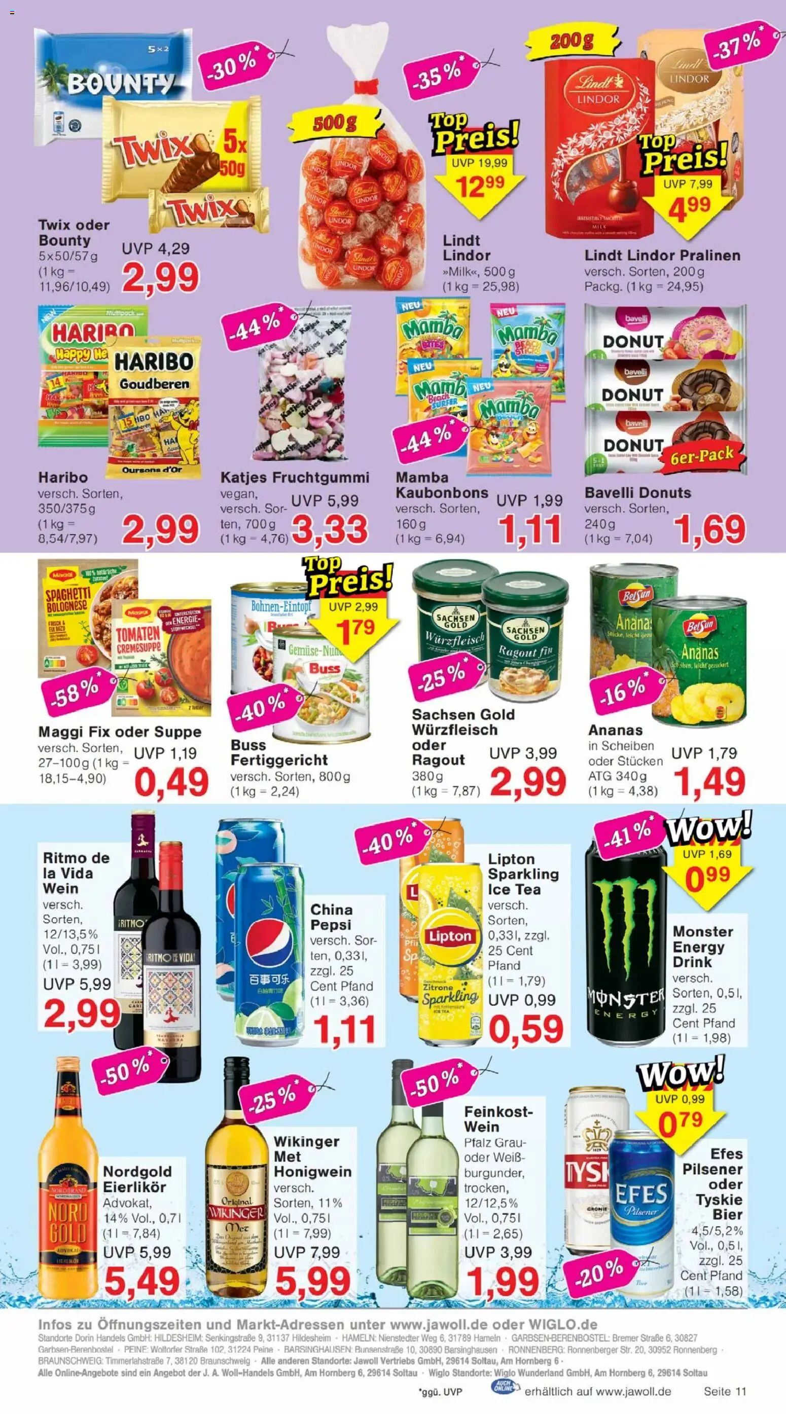 Jawoll Prospekt – gültig ab 29.12.2025 | Seite: 11 | Produkte: Haribo, Katjes, Twix, Wein