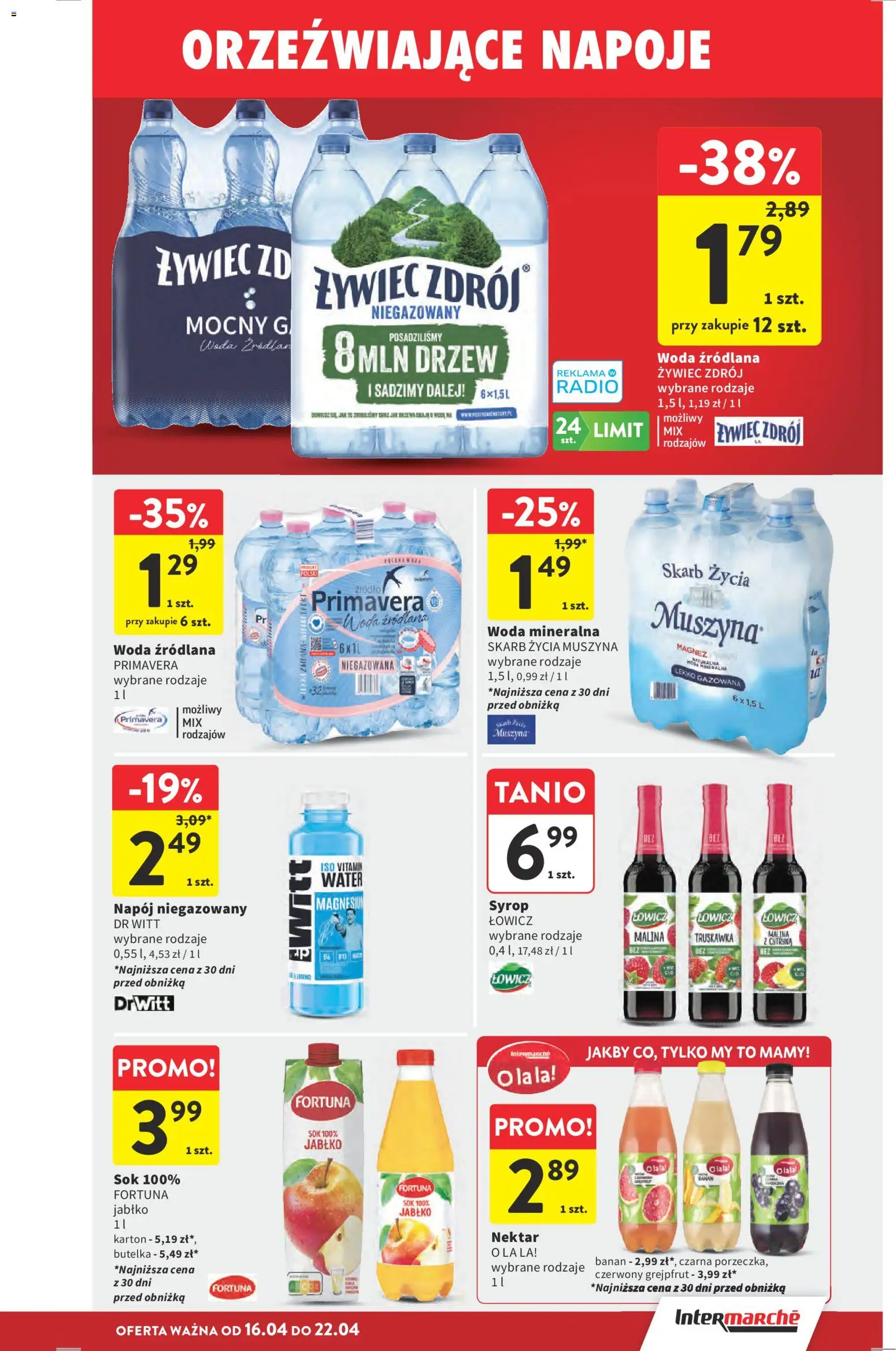 Intermarche gazetka od 16.04.2026 | Strona: 33 | Produkty: Malina, Radio, Woda źródlana, Woda