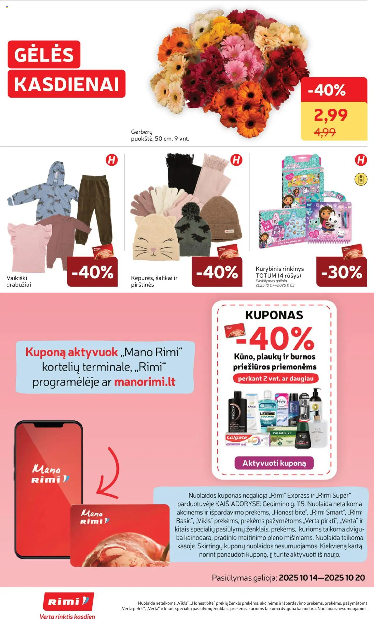 Rimi akcijos nuo 14.10.2025 | Puslapis: 34 | Prekių: Drabužiai, Pirštines