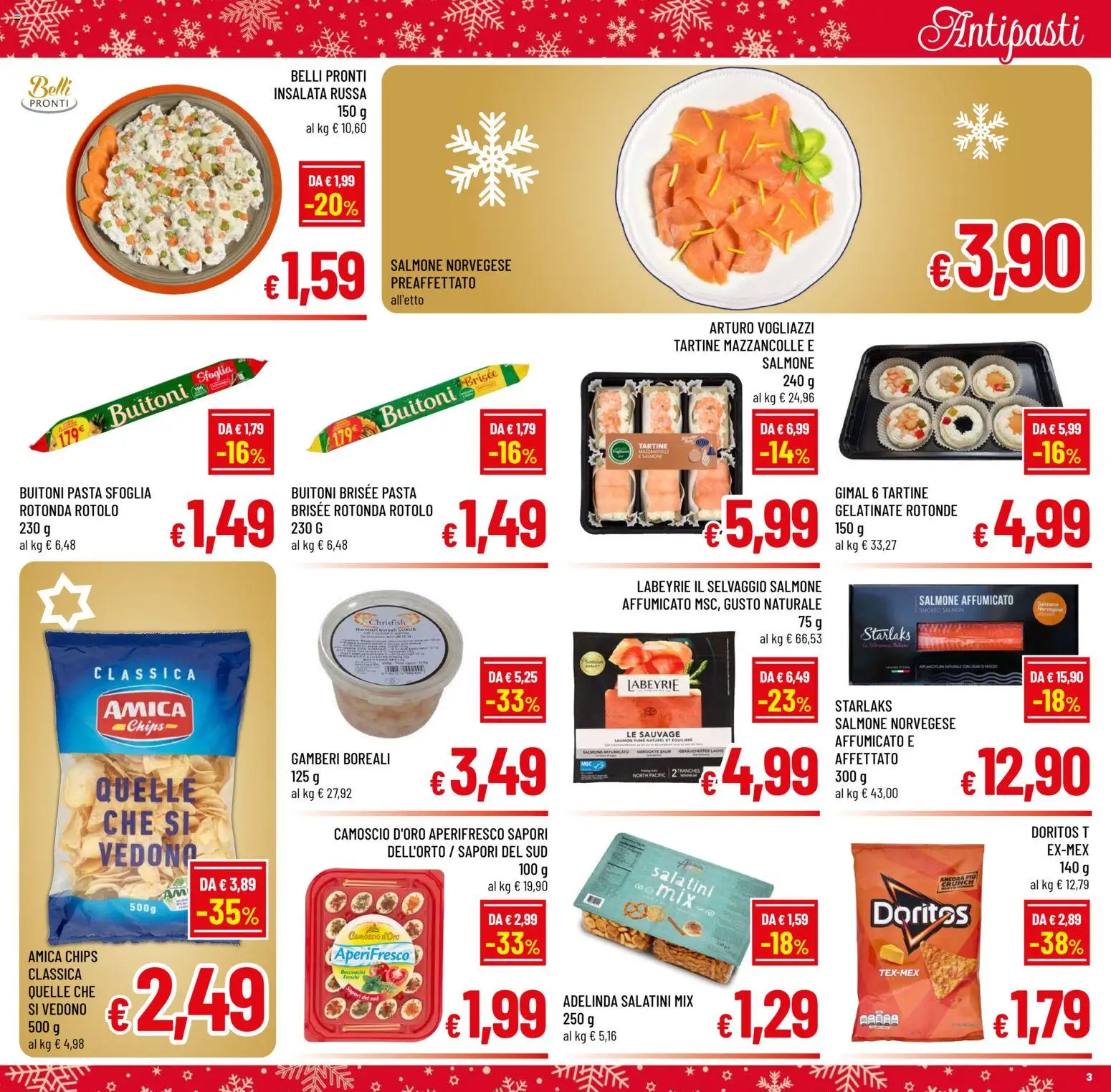Volantino A&O del 10.12.2025 | Pagina: 3 | Prodotti: Salmone, Gamberi, Mazzancolle, Pasta