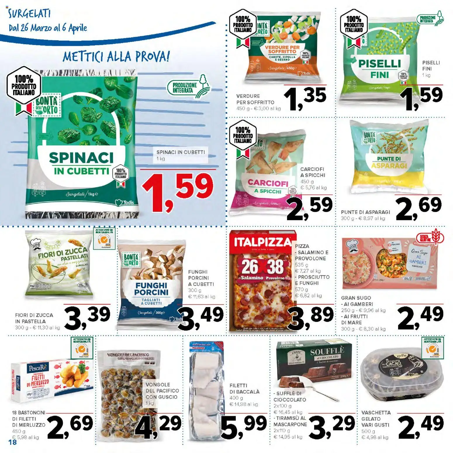 Volantino Todis del 26.03.2026 | Pagina: 18 | Prodotti: Vongole, Gelato, Sedano, Asparagi