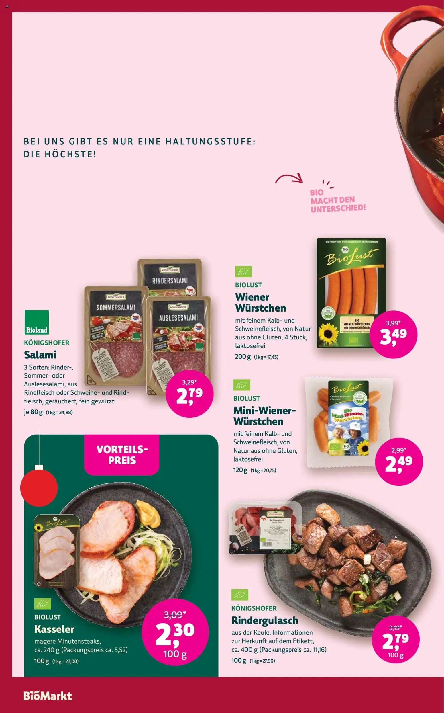 BioMarkt Prospekt – gültig ab 17.12.2025 | Seite: 6 | Produkte: Rindergulasch, Salami, Rindfleisch