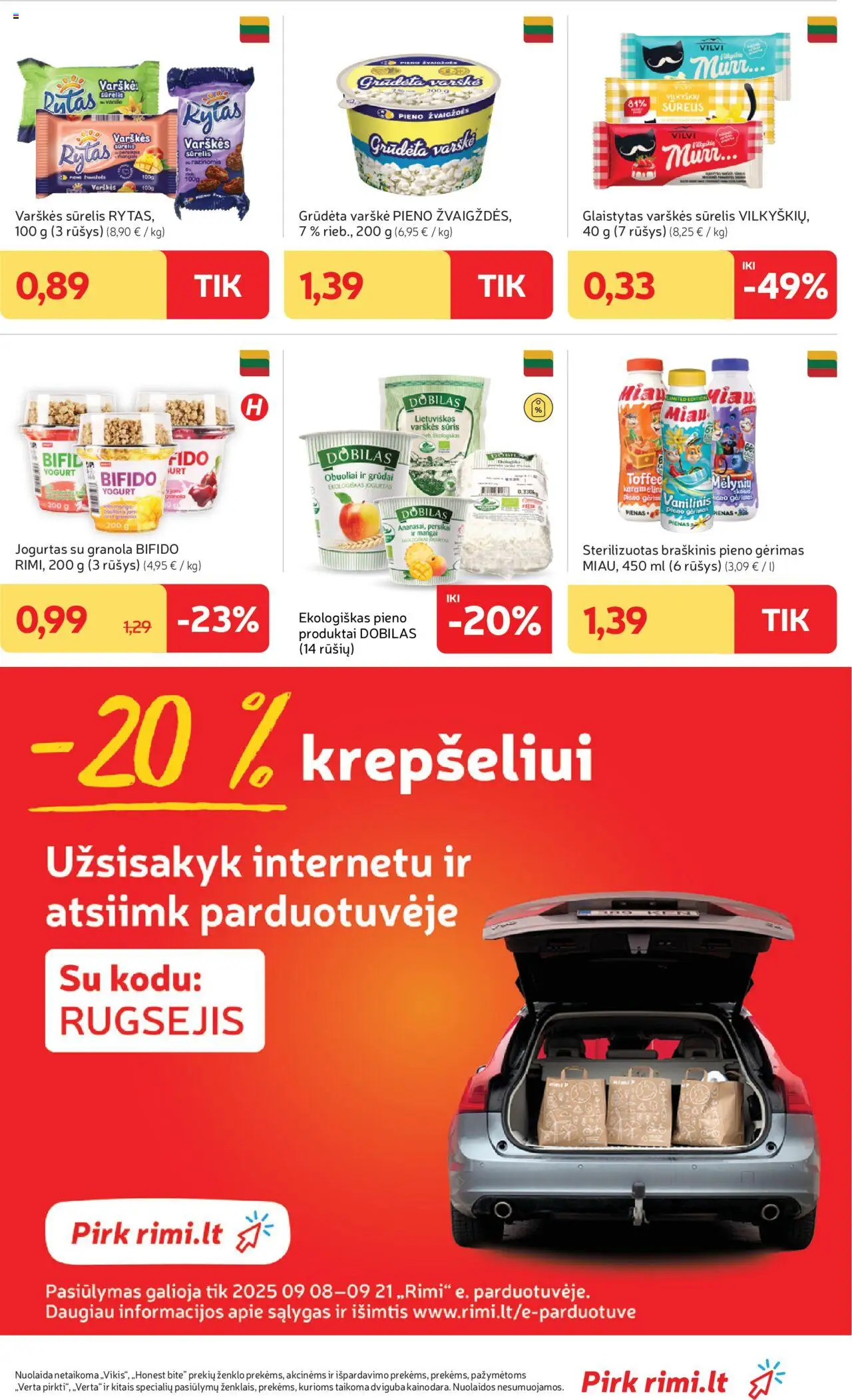 Rimi akcijos nuo 09.09.2025 | Puslapis: 23 | Prekių: Sūrelis, Pienas, Jogurtas, Sūris