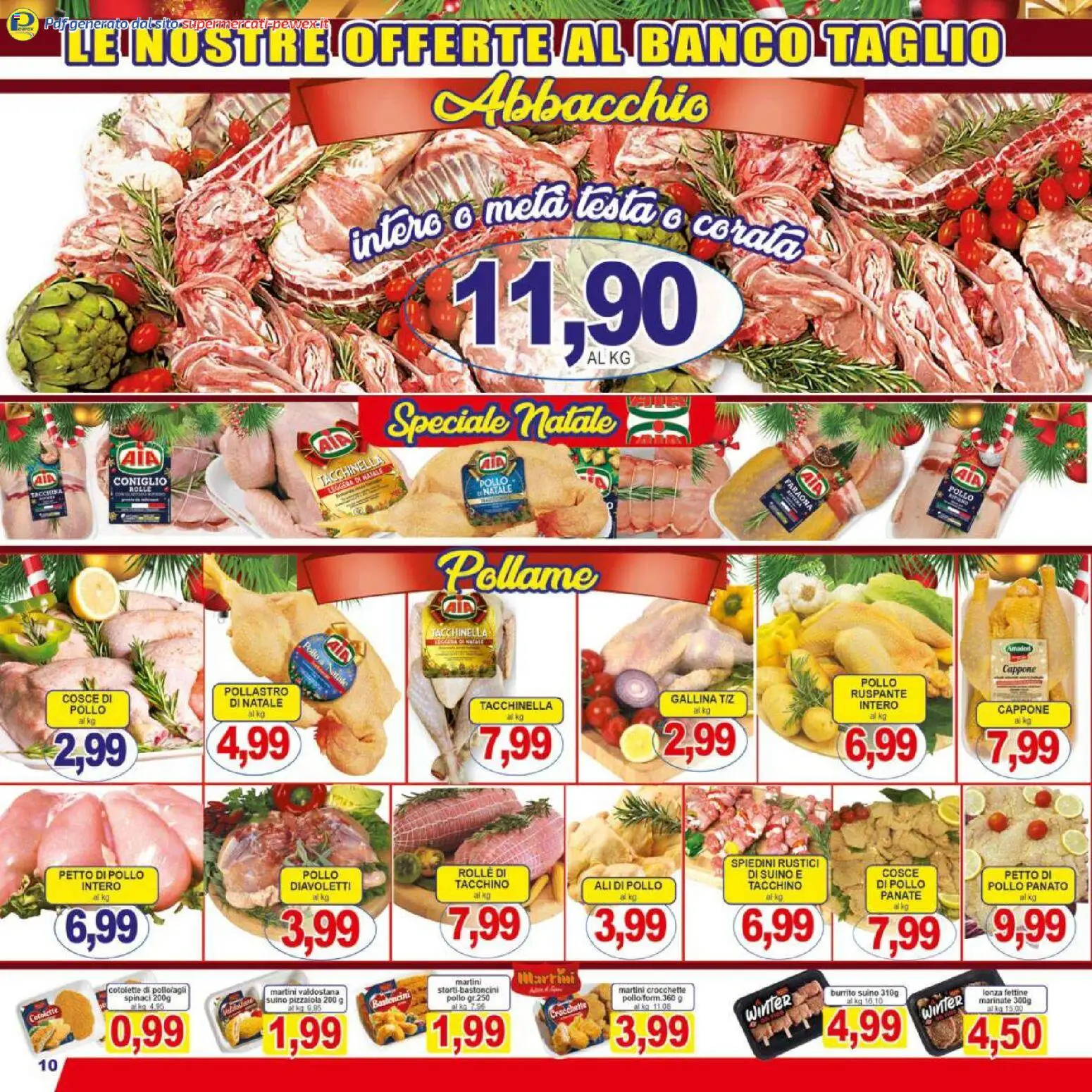 Volantino Pewex del 16.12.2025 | Pagina: 10 | Prodotti: Petto di Pollo, Tacchino, Spinaci, Crocchette