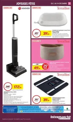 Intermarché - Prévisualisation de ASPIRATEUR BALAI 2EN1, Référence produit : HW300, Puissance 220W, Capacité du réservoir d'eau propre 550ml, Capacité du réservoir d'eau sale 560ml, Autonomie jusqu'à 40 minutes, Nettoyage automatique et fonction de séchage à l'air froid, Accessoires inclus : base de rangement et chargement, accessoire de nettoyage, 1 flacon de détergent valide à partir de 02.12.2025 | Page: 37