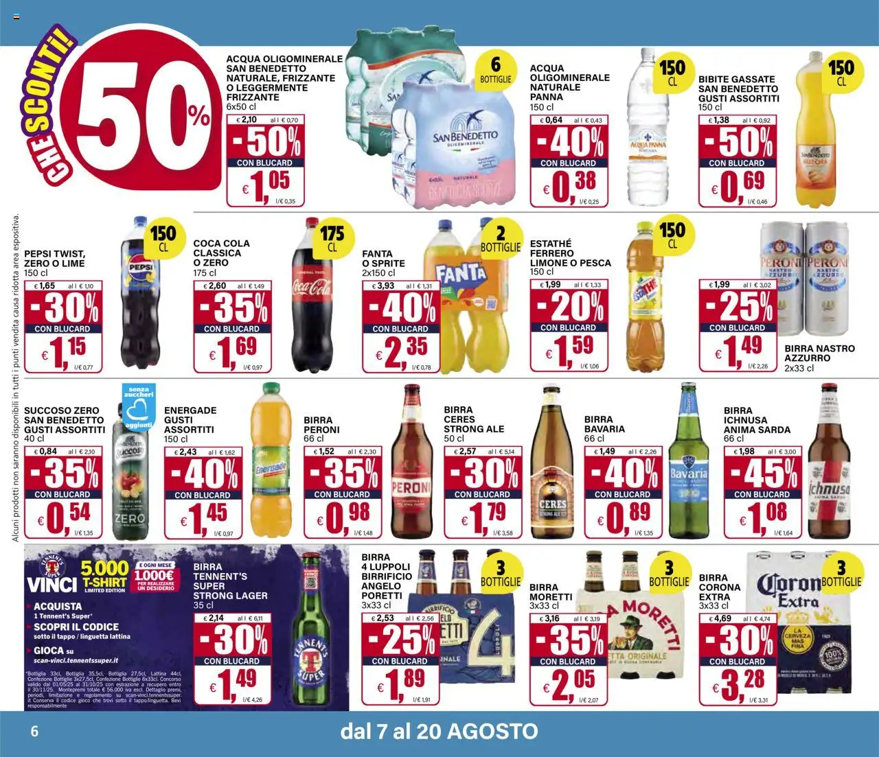 Volantino Il Gigante del 07.08.2025 | Pagina: 6 | Prodotti: Acqua Panna, Tennent's, Panna, Coca Cola