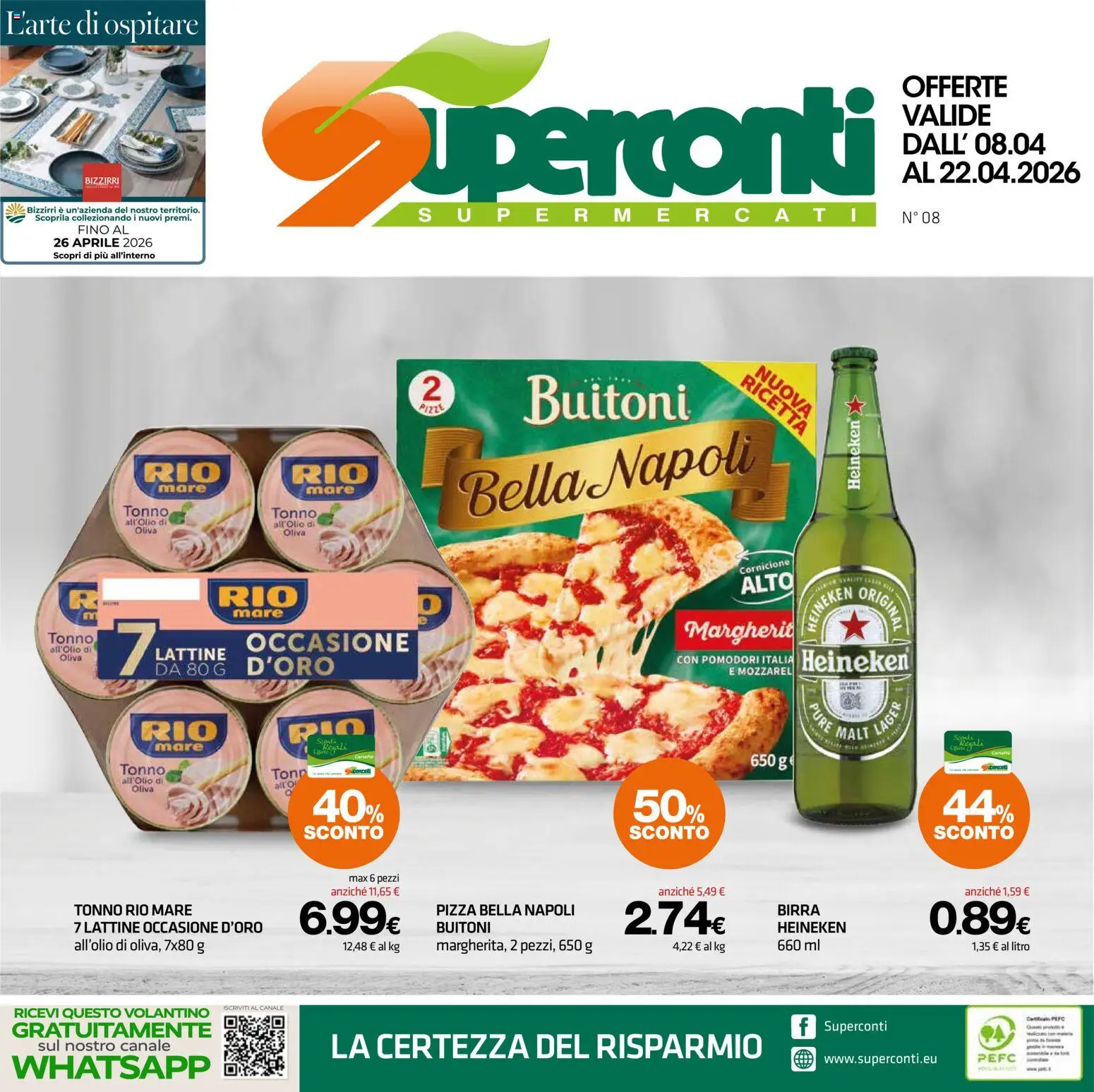 Volantino Superconti del 08.04.2026 | Pagina: 1 | Prodotti: Pizza, Birra, Tonno, Heineken